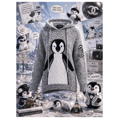 CHANEL Extremely Rare CC Logo Penguin Boucle Hoodie 42 FR