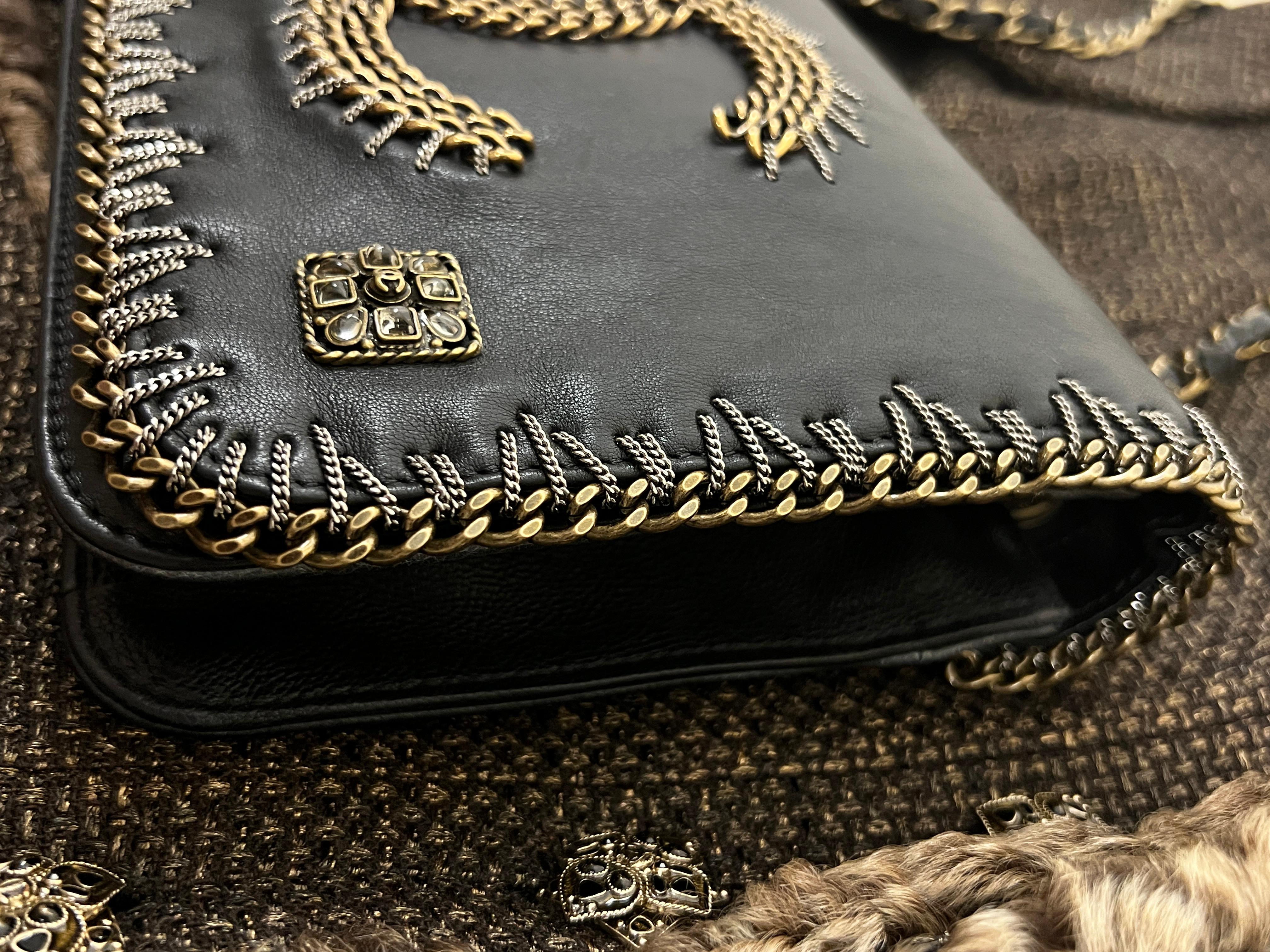 Chanel Extremely Rare Chain Embellishes Flap Bag For Sale 8