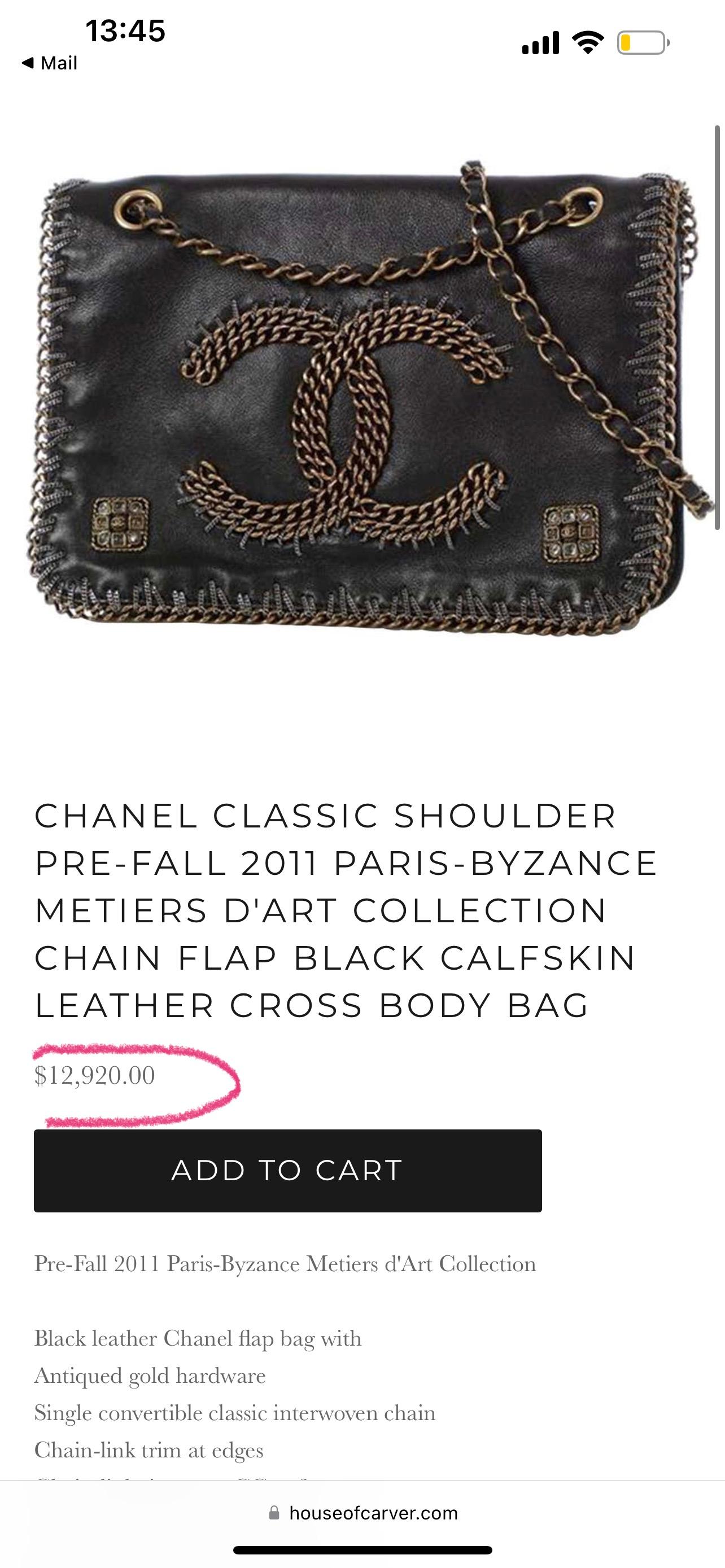 Extremely rare, collectors Chanel black leather flap bag with chain embellishment from Paris / BYZANCE Collection by Karl Lagerfeld 
Price on other sources starts from 12,000$ 
Super beautiful in person! Condition is pristine, only tried once,