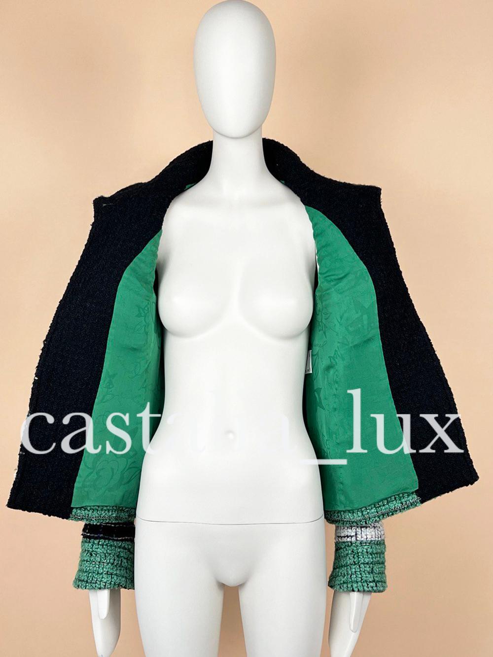 Chanel Extremely Rare Emerald Green Lesage Tweed Jacket 12