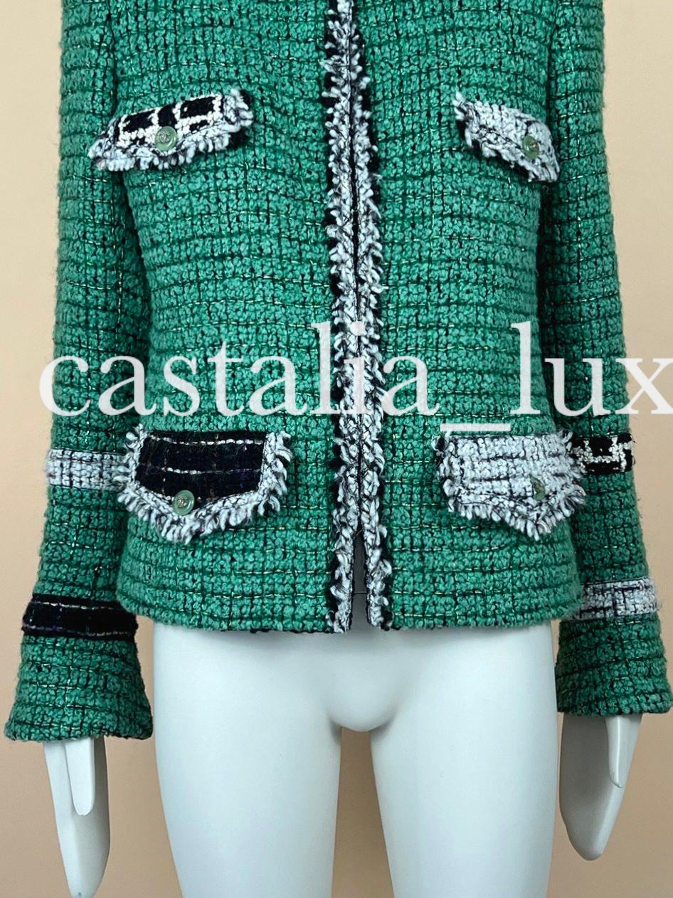 Chanel Extremely Rare Emerald Green Lesage Tweed Jacket 14