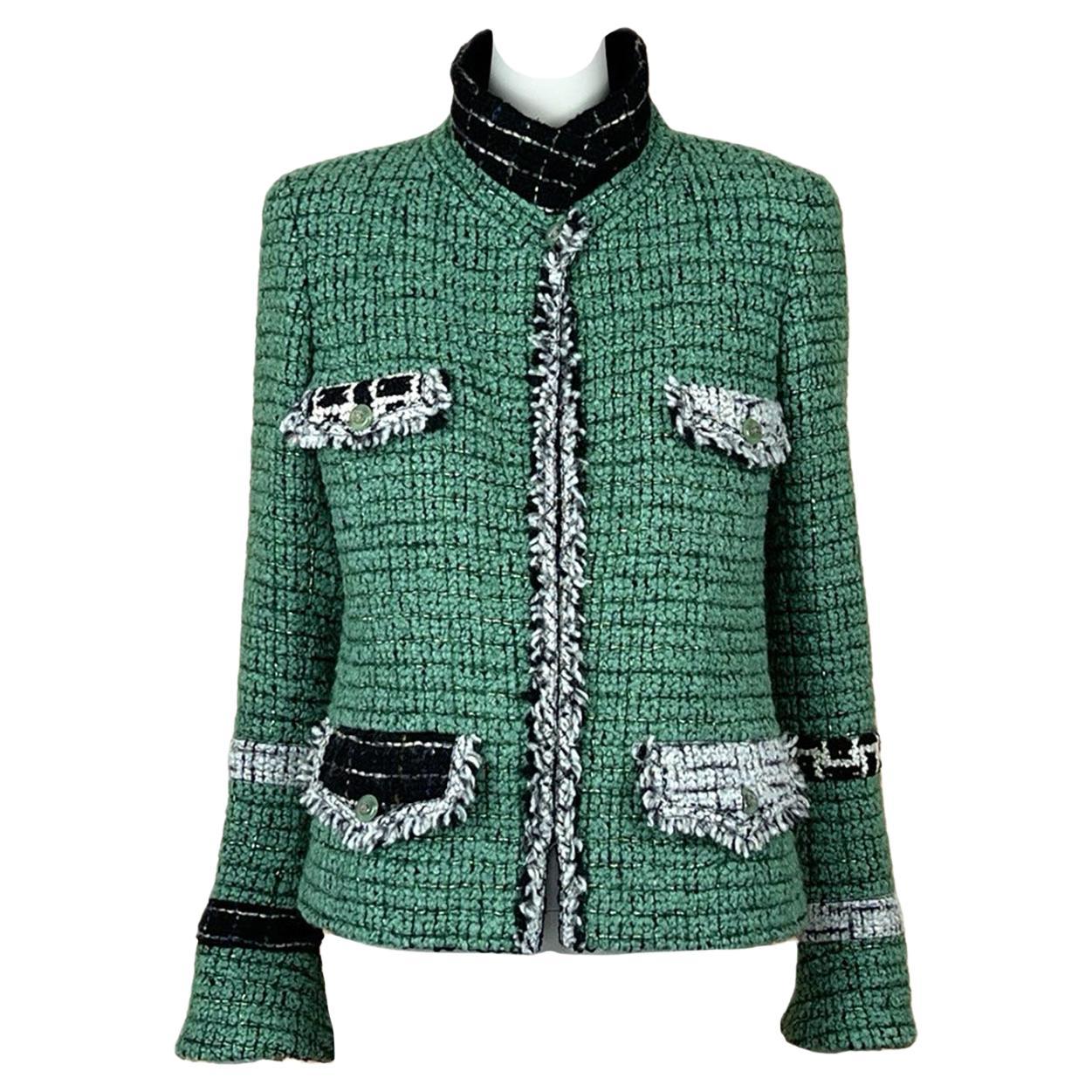 Chanel Extremely Rare Emerald Green Lesage Tweed Jacket