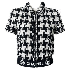 Chanel Extremely Rare Logo Band Ribbon Tweed Jacket
