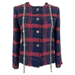 Chanel Extremely Rare Logo Chain Trim Tweed Jacket