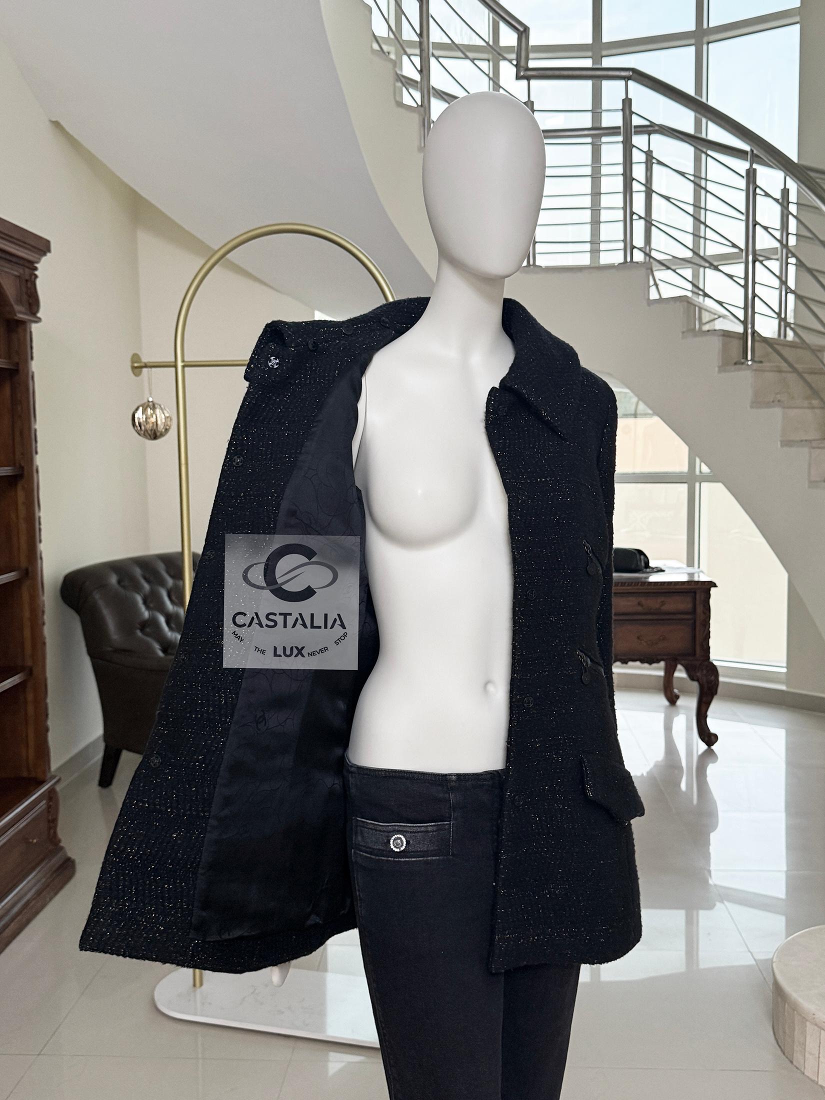 Chanel Extremely Rare Multi Pockets Black Tweed Jacket 38 FR 8