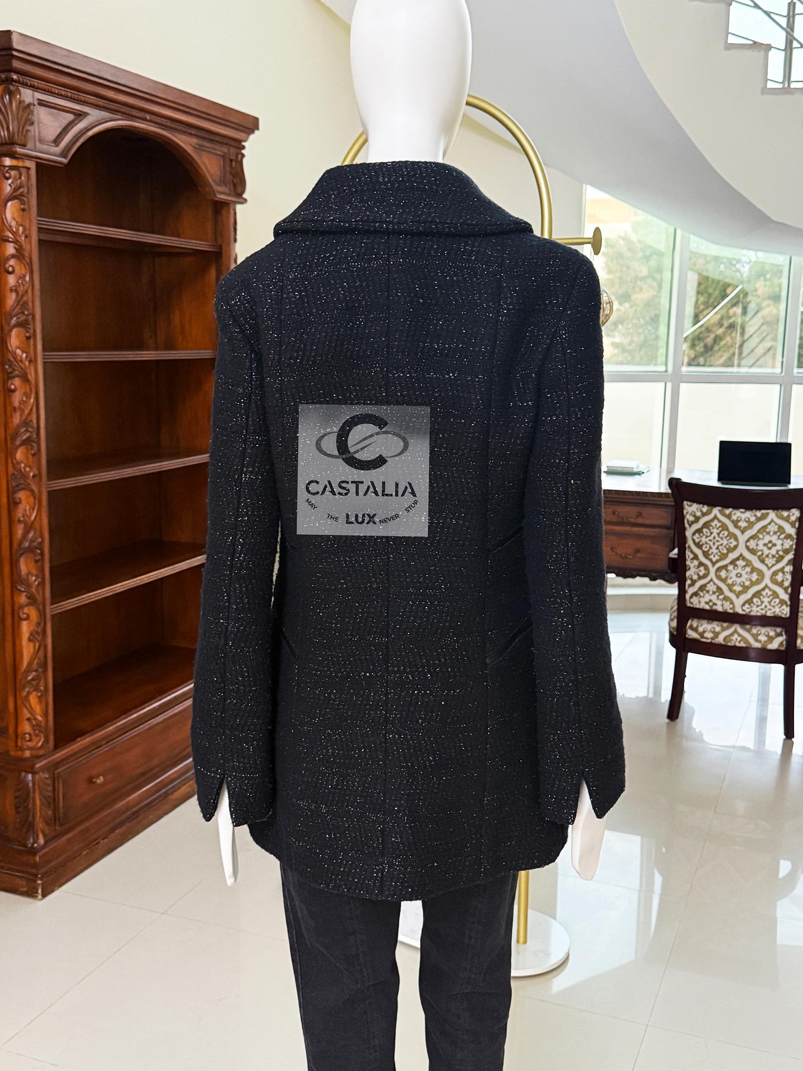Chanel Extremely Rare Multi Pockets Black Tweed Jacket 38 FR 12