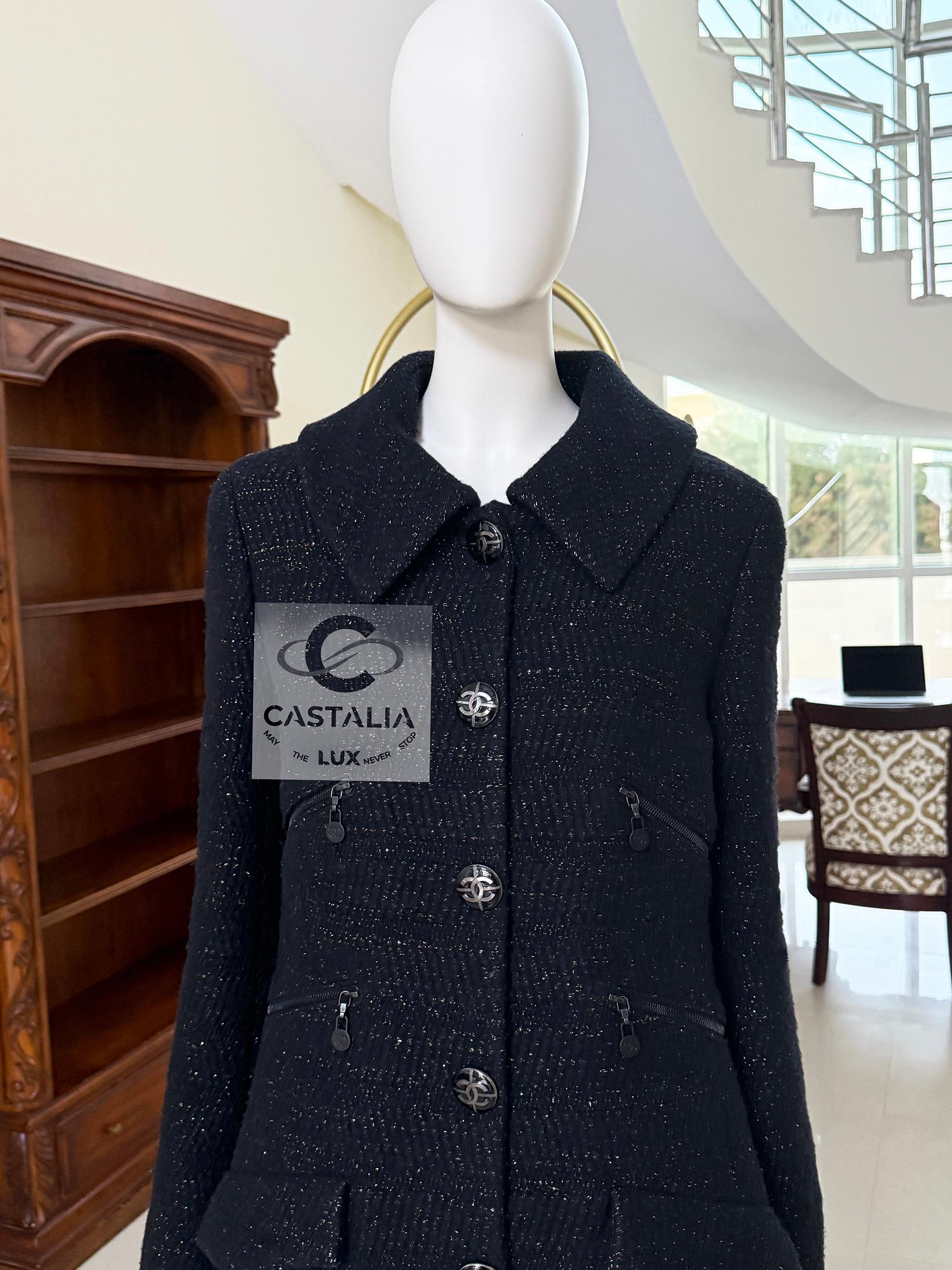 Women's or Men's Chanel Extremely Rare Multi Pockets Black Tweed Jacket 38 FR