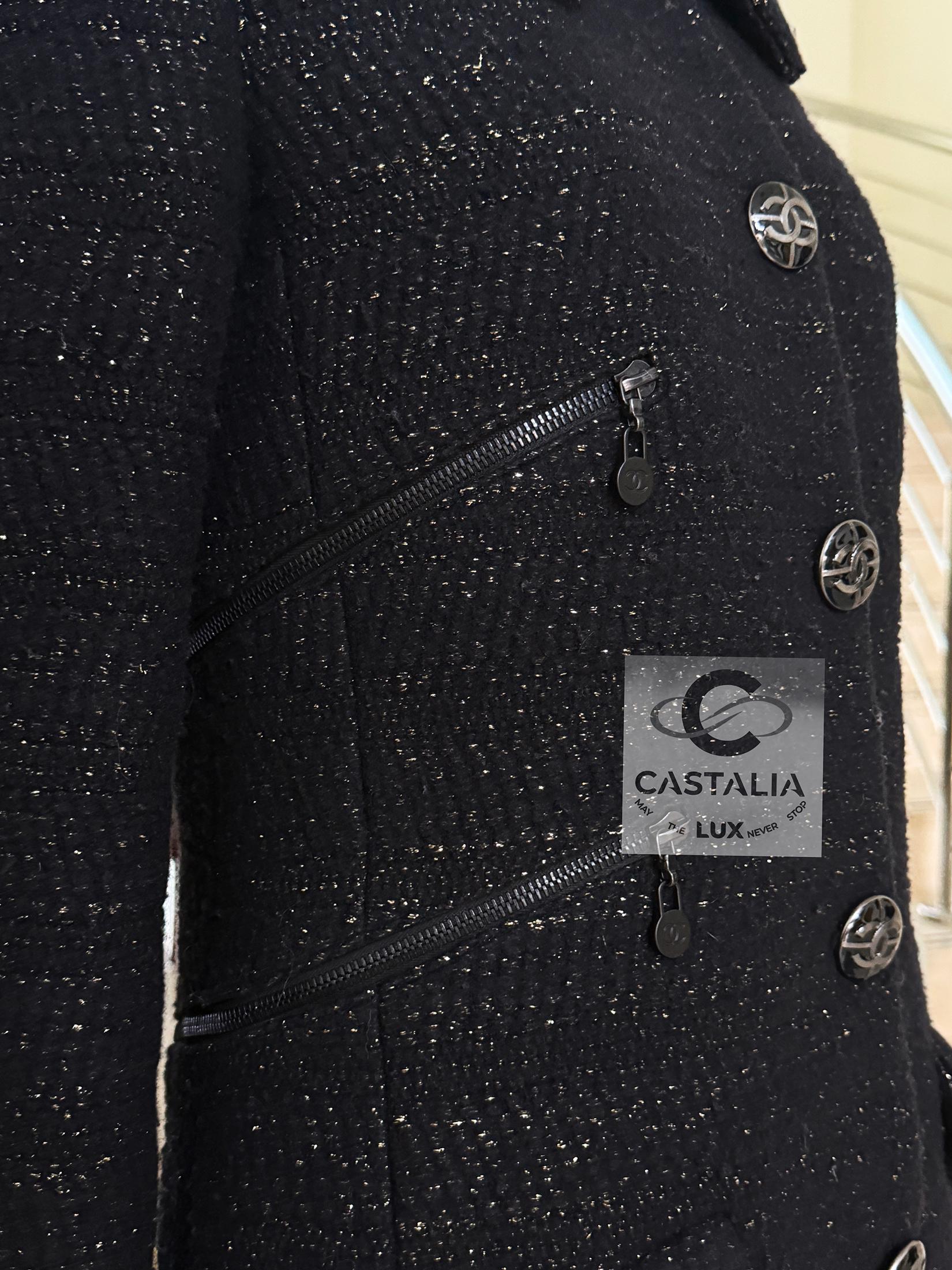 Chanel Extremely Rare Multi Pockets Black Tweed Jacket 38 FR 5
