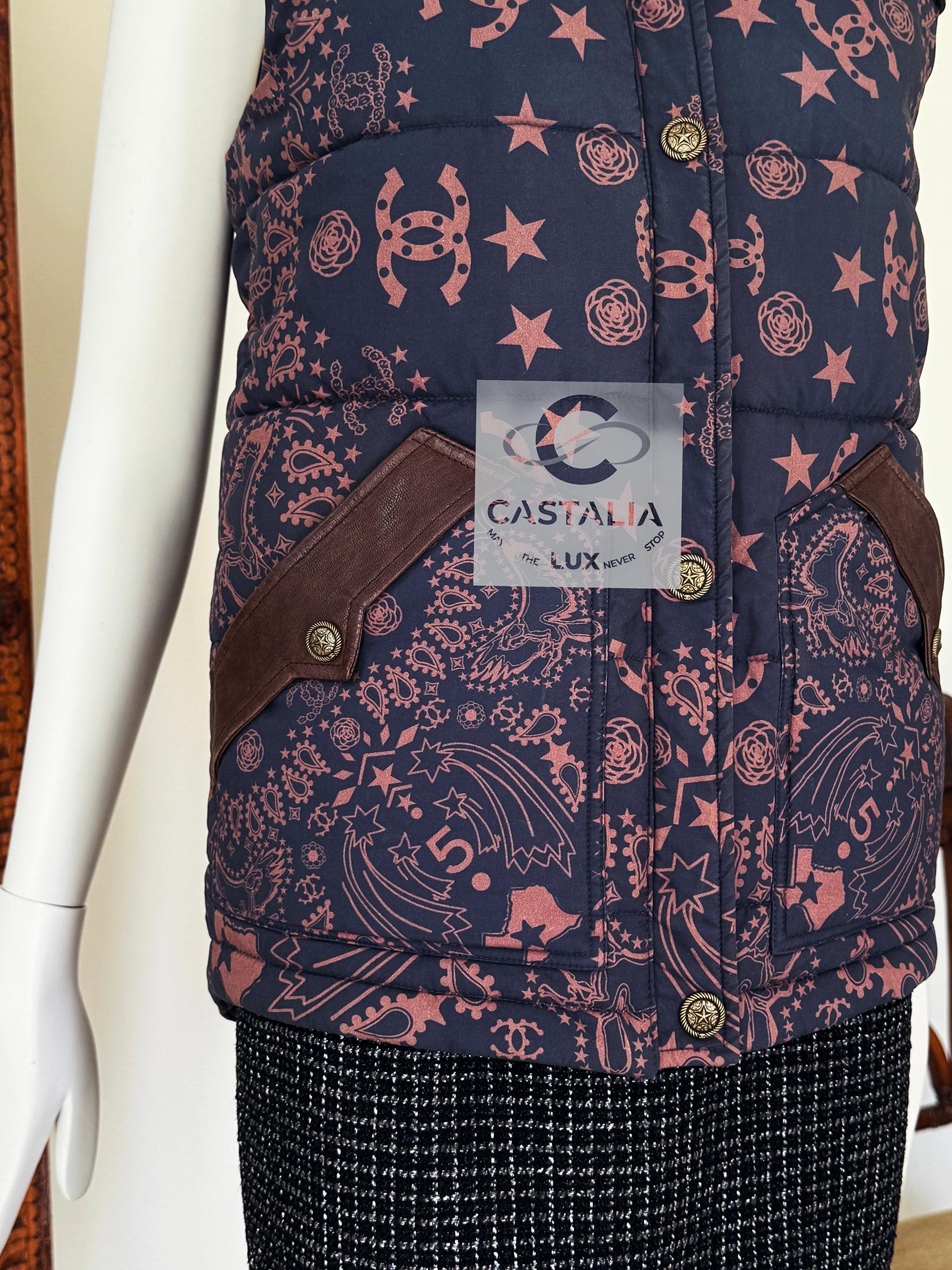 Chanel Extremadamente Raro París / Dallas CC Logo Estrellas Chaleco 34 FR en venta 5