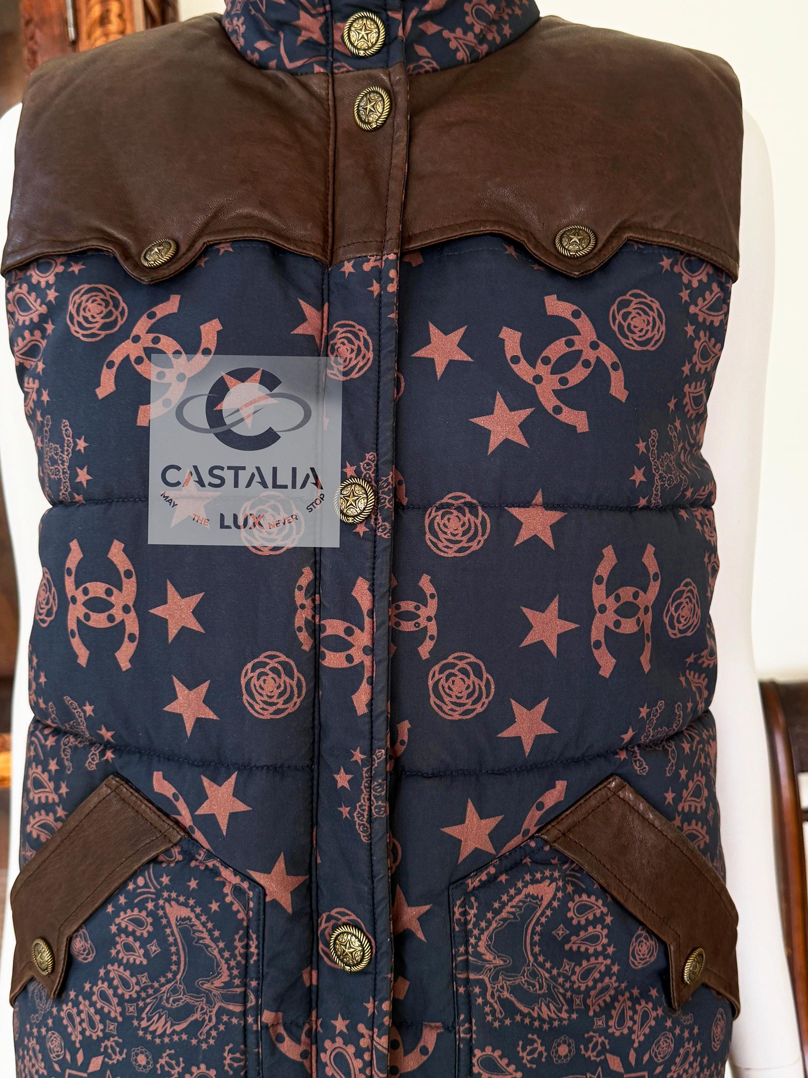 Chanel Extremadamente Raro París / Dallas CC Logo Estrellas Chaleco 34 FR en venta 9