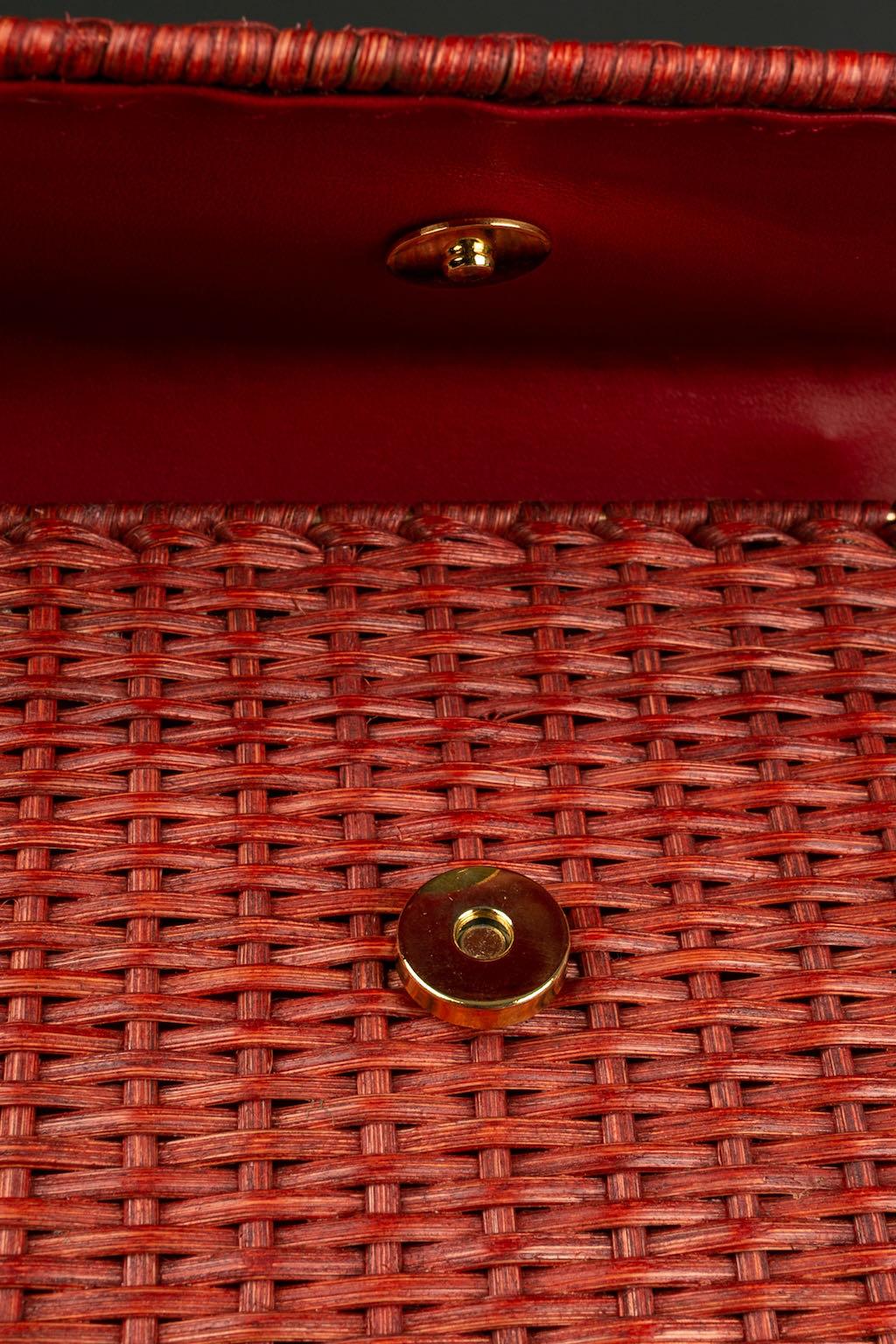 Chanel Extremely Rare Red Wicker Bag Spring, 2001 For Sale 6