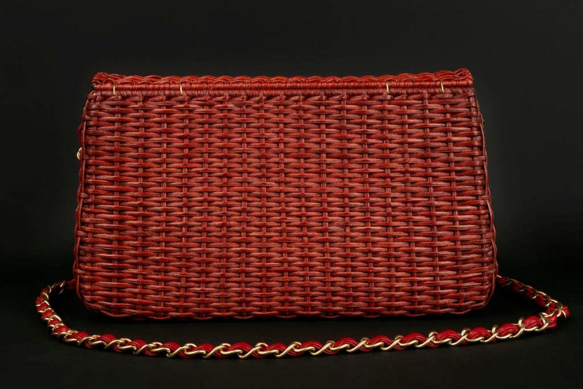 Chanel Extremely Rare Red Wicker Bag Spring, 2001  In Excellent Condition For Sale In SAINT-OUEN-SUR-SEINE, FR