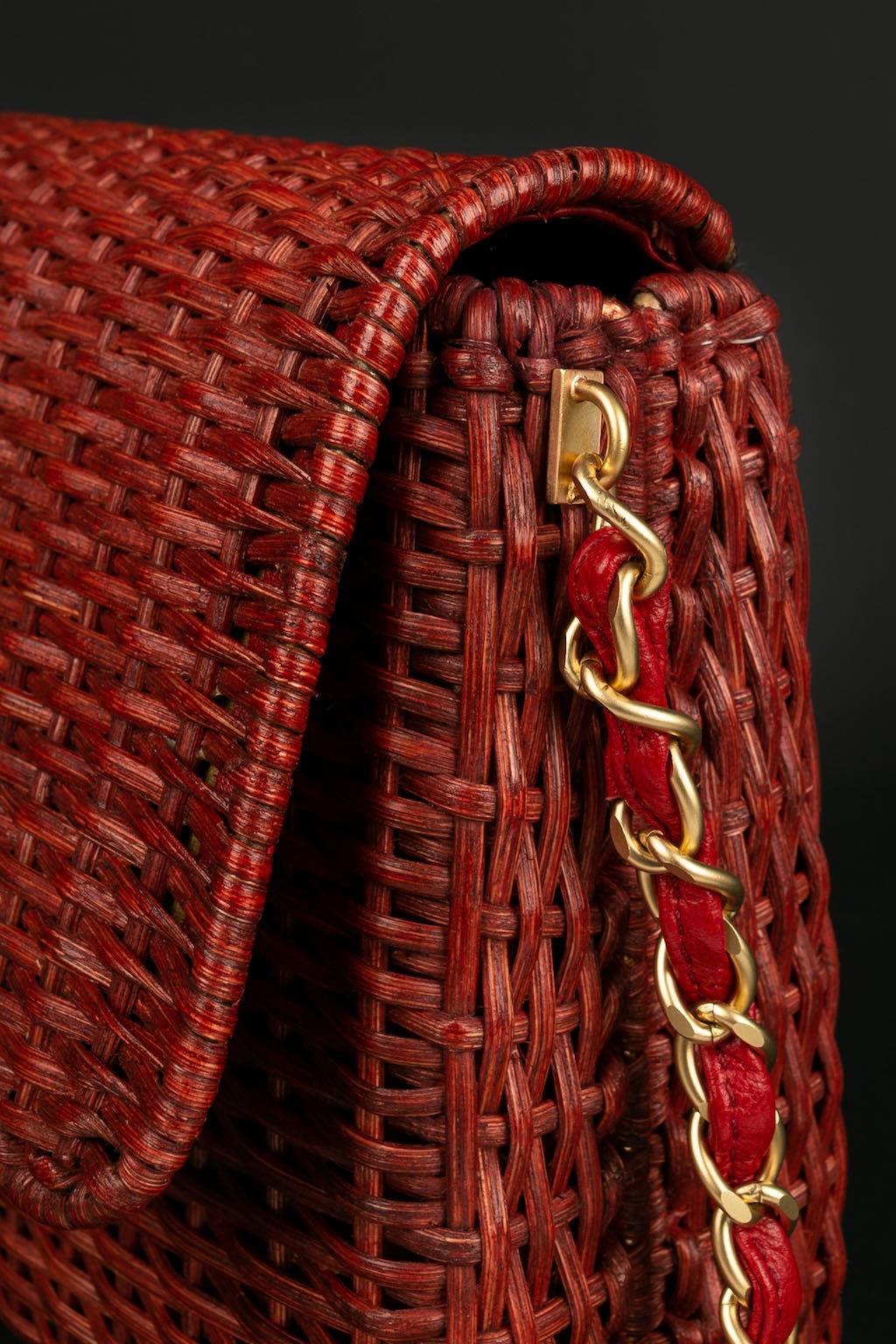 Chanel Extremely Rare Red Wicker Bag Spring, 2001  For Sale 4