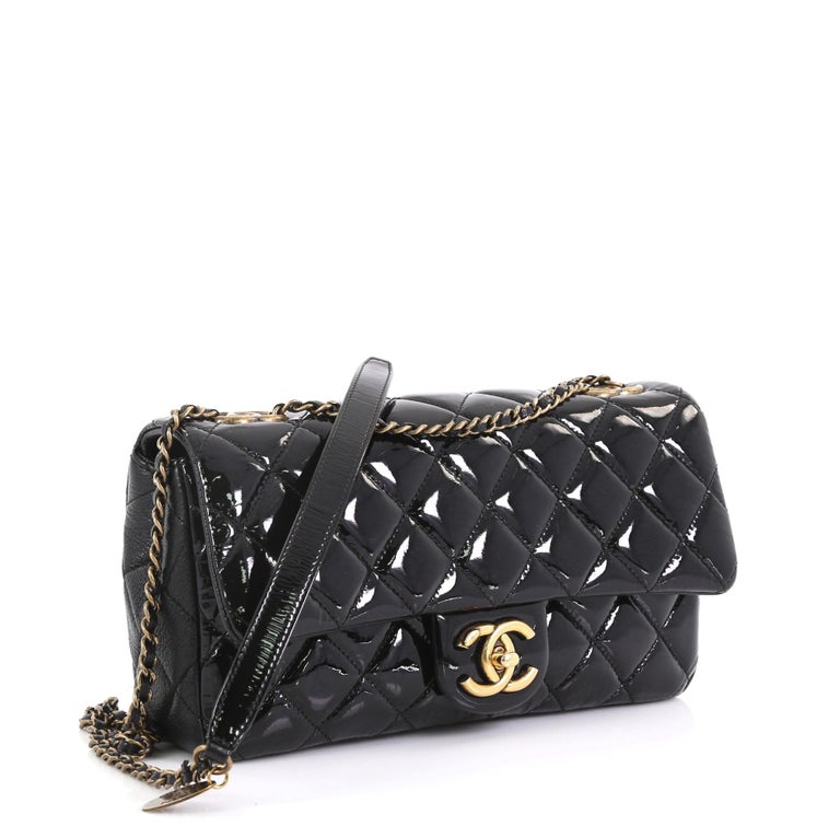 Chanel Eyelet Flap Bag Quilted Patent Medium