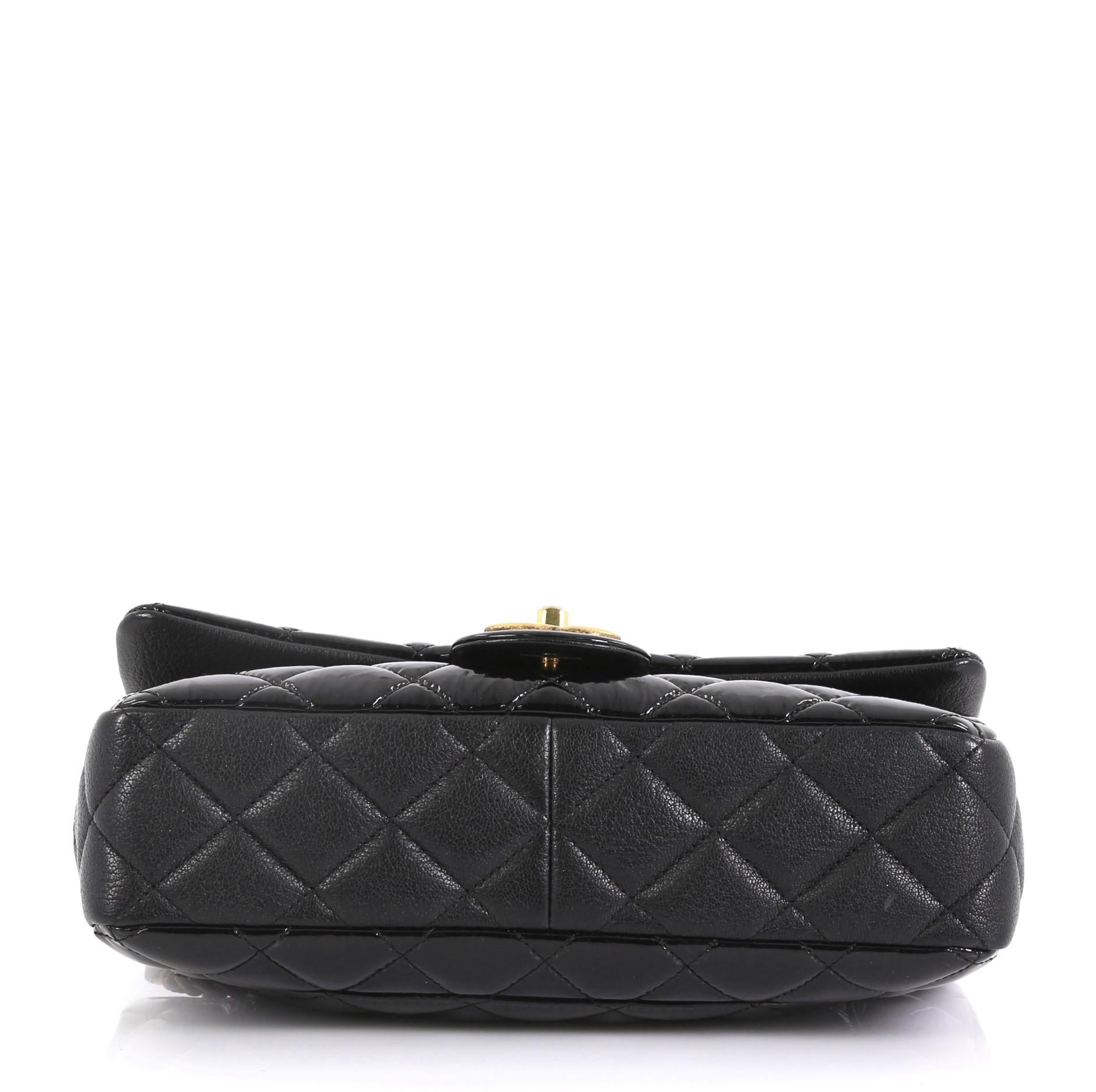 Black Chanel Eyelet Flap Bag Quilted Patent Medium