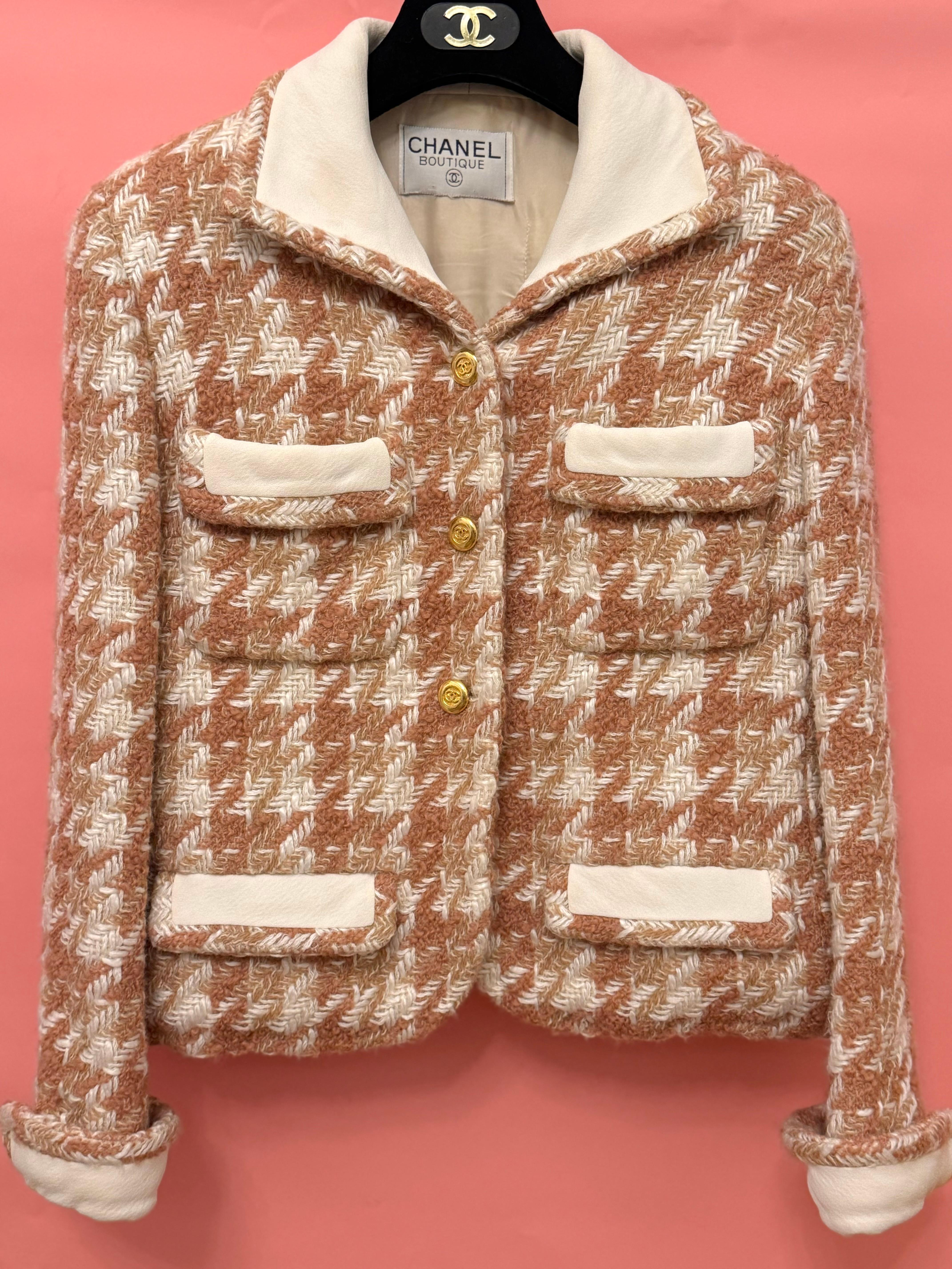 Brown Chanel F/W 1989 runway tweed jacket For Sale