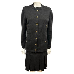 Chanel F/W 1991 Hip Hop Collection grey wool suit skirt by Karl Lagerfeld