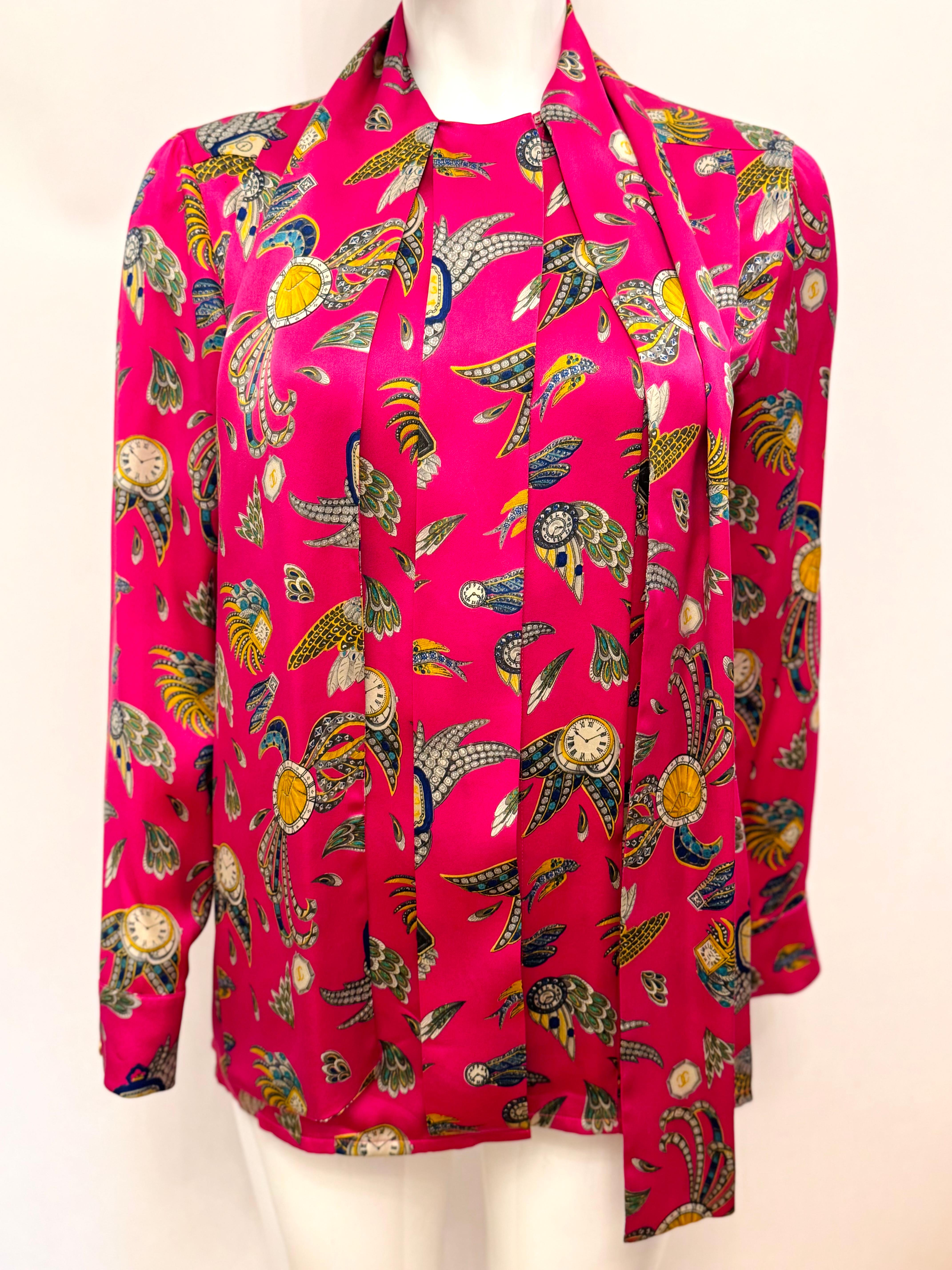 Chanel F/W 1991 Hip-Hop-Kollektion Laufstegbluse aus rosa Seide von Karl Lagerfeld im Angebot 15