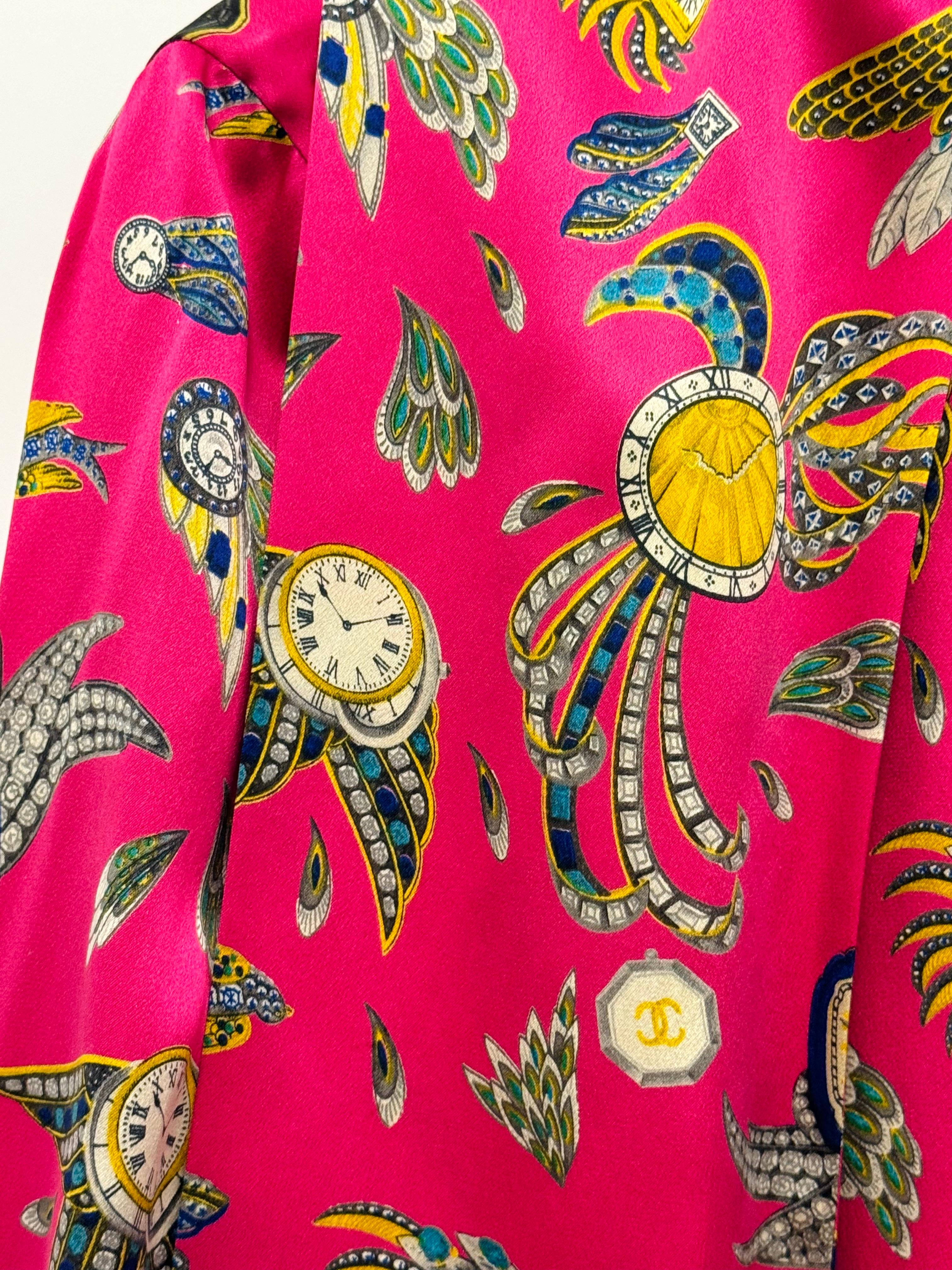 Chanel F/W 1991 Hip-Hop-Kollektion Laufstegbluse aus rosa Seide von Karl Lagerfeld für Damen oder Herren im Angebot