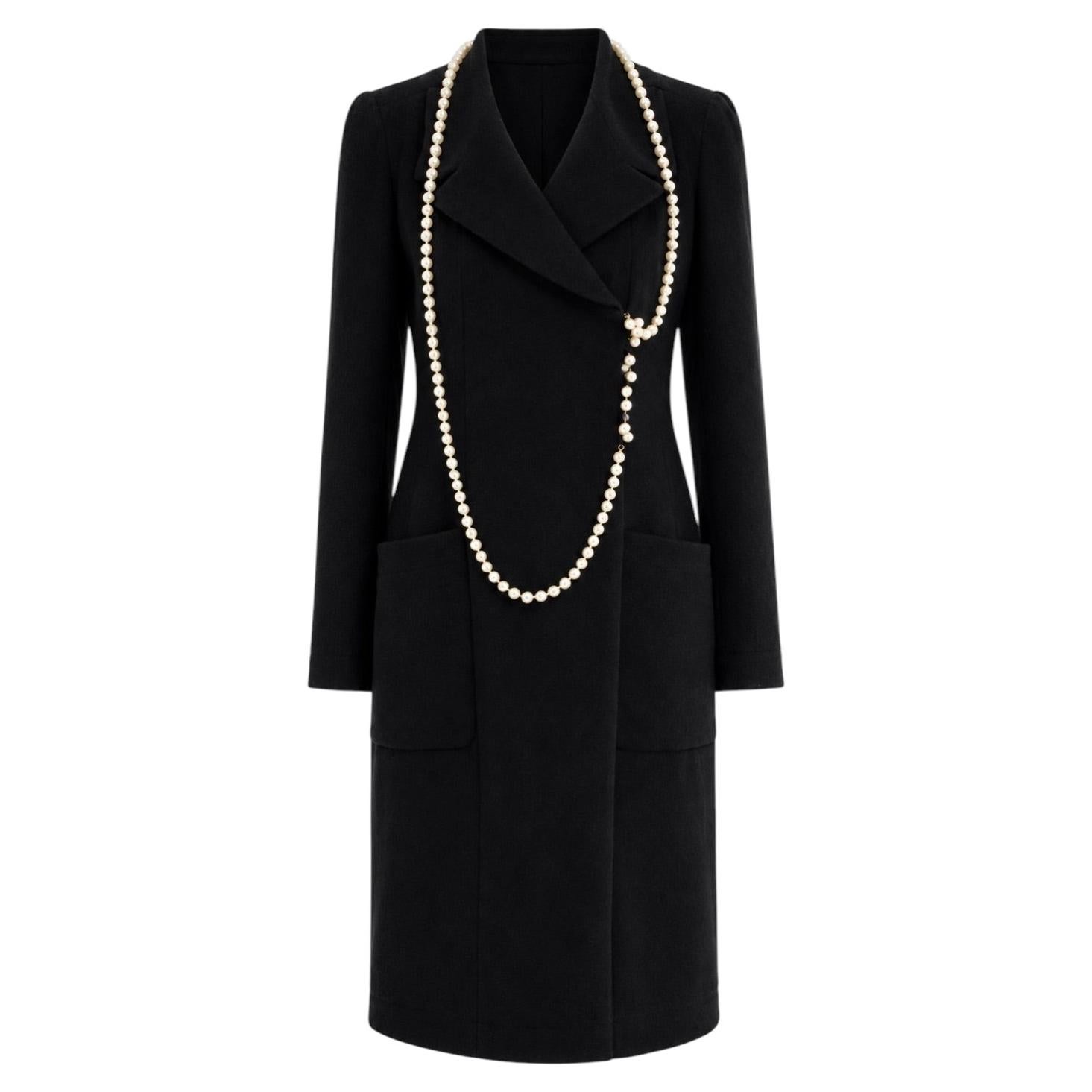 Chanel F/W 1991 Vintage Black Pearl Embellished Mini Dress