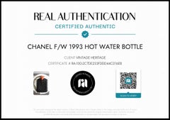 Chanel F/W 1993 Black Quilted Lambskin Red 24K Gold-Plated Hot Water Bottle