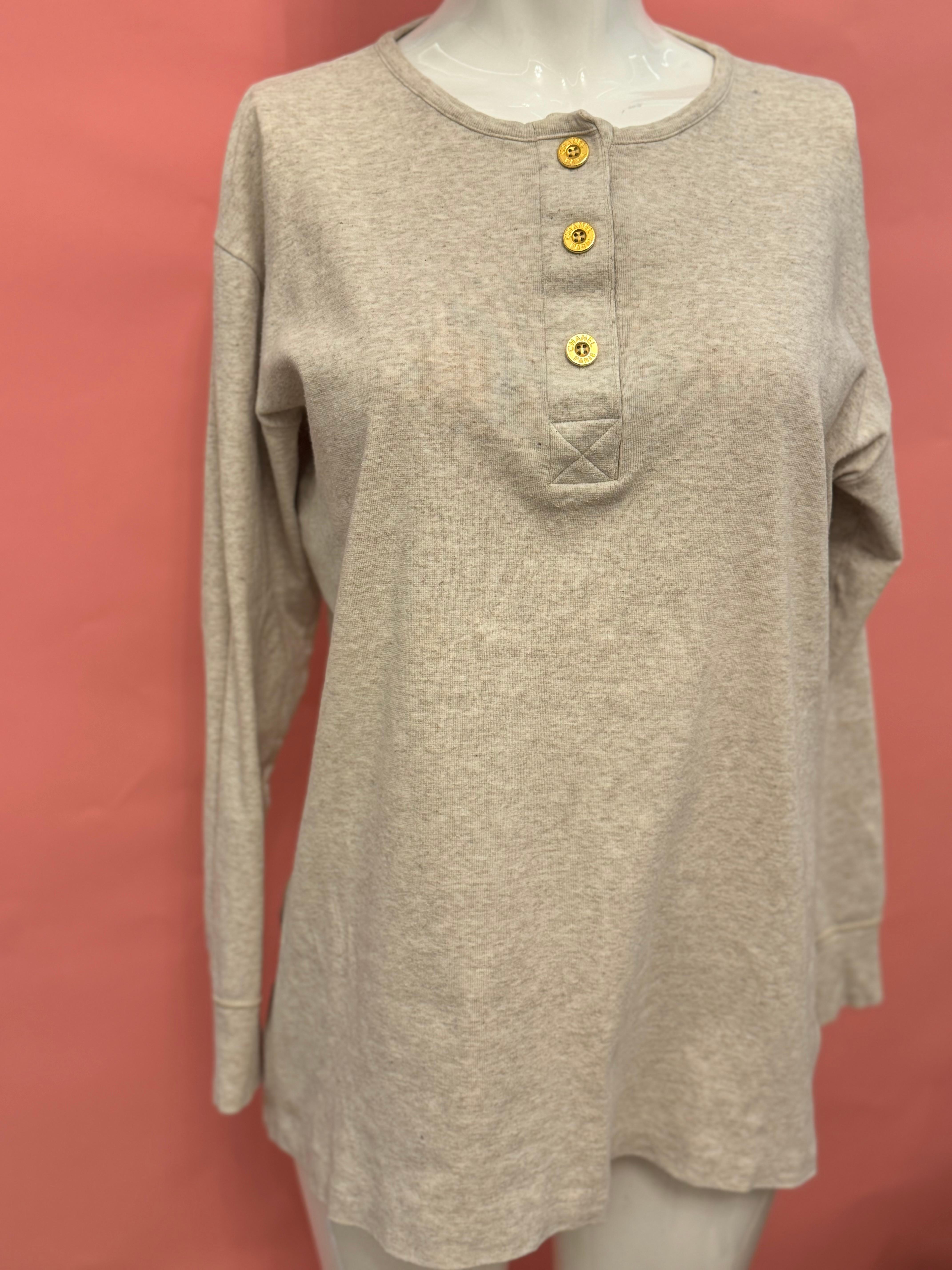 Chanel F/W 1993 runway grey cotton sweatshirt For Sale 3