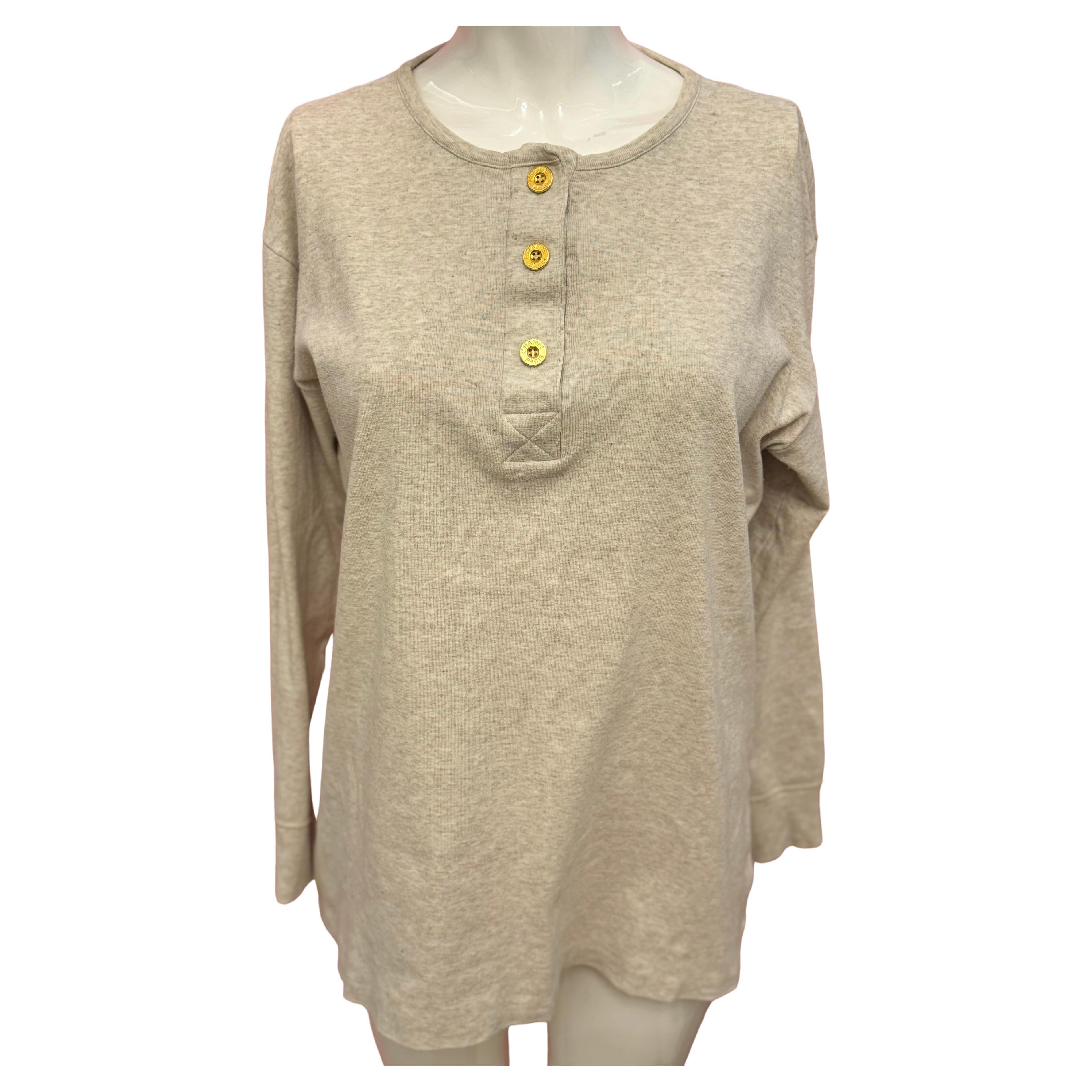 Chanel F/W 1993 runway grey cotton sweatshirt For Sale