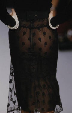 Chanel F/W 1995 by Karl Lagerfeld Lesage black lace runway skirt