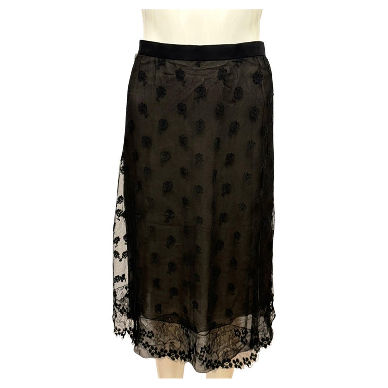 Chanel F/W 1995 by Karl Lagerfeld Lesage black lace runway skirt