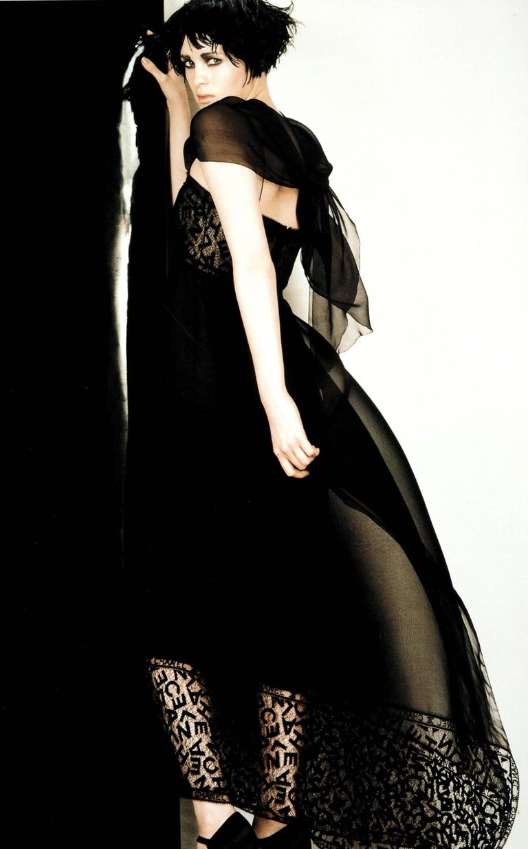 Evening dress CHANEL T 36 EN black silk and leather - VALOIS VINTAGE PARIS