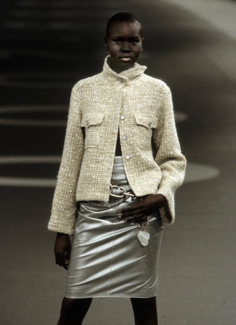 Pantaloni Chanel A/I 1999 in pelle d'agnello metallizzata argento di Karl Lagerfeld 12