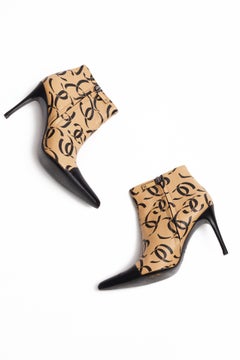 Chanel F/W 2000 runway CC logo lambskin leather ankle boots