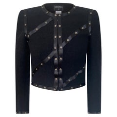 Chanel F/W 2003 Black Wool Snap Detail Jacket