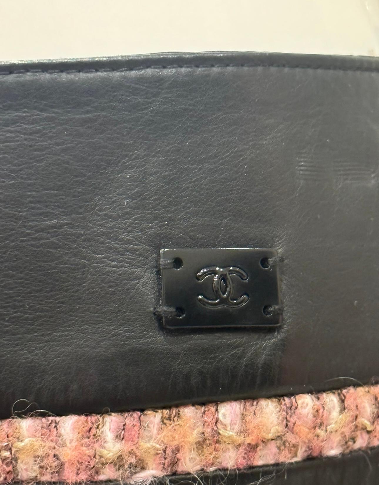 Chanel Herbst-Winter 2003 Rock aus Kalbsleder und Tweed, Taille 30 Zoll 