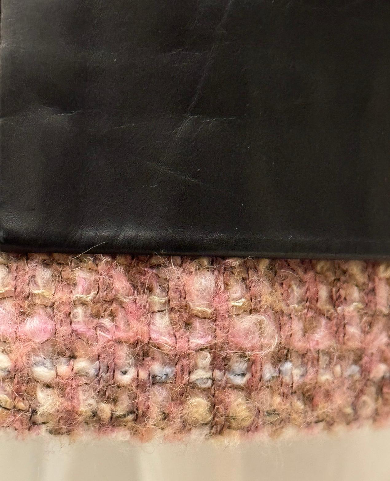 Chanel F/W 2003 Rock aus Kalbsleder und Tweed (Schwarz) im Angebot