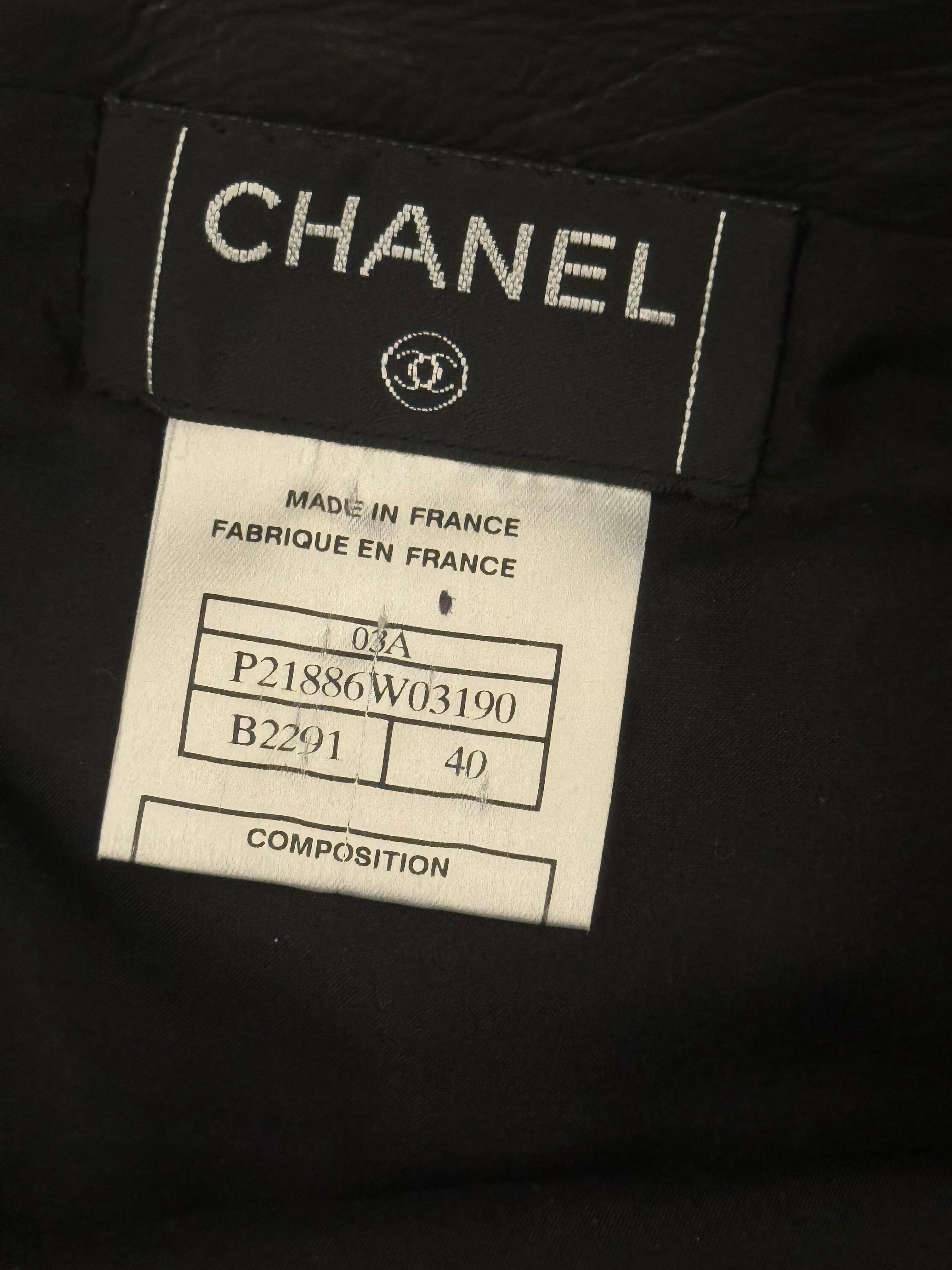 Chanel F/W 2003 Rock aus Kalbsleder und Tweed im Angebot 1