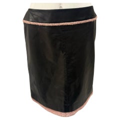 Chanel F/W 2003 calfskin leather and tweed skirt