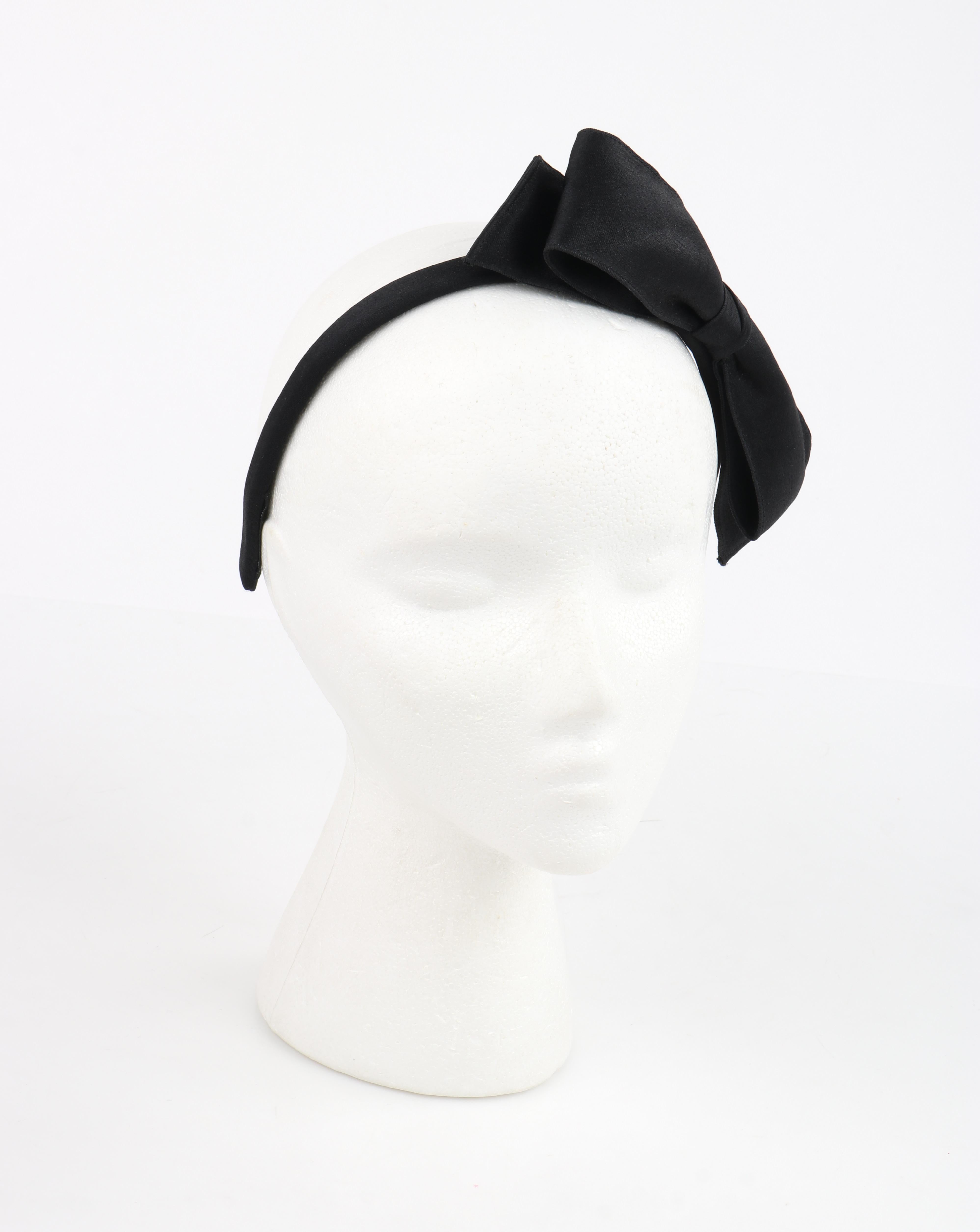 Women's CHANEL F/W 2006 Black Satin Large Asymmetrical Classic Bow Headband Headpiece