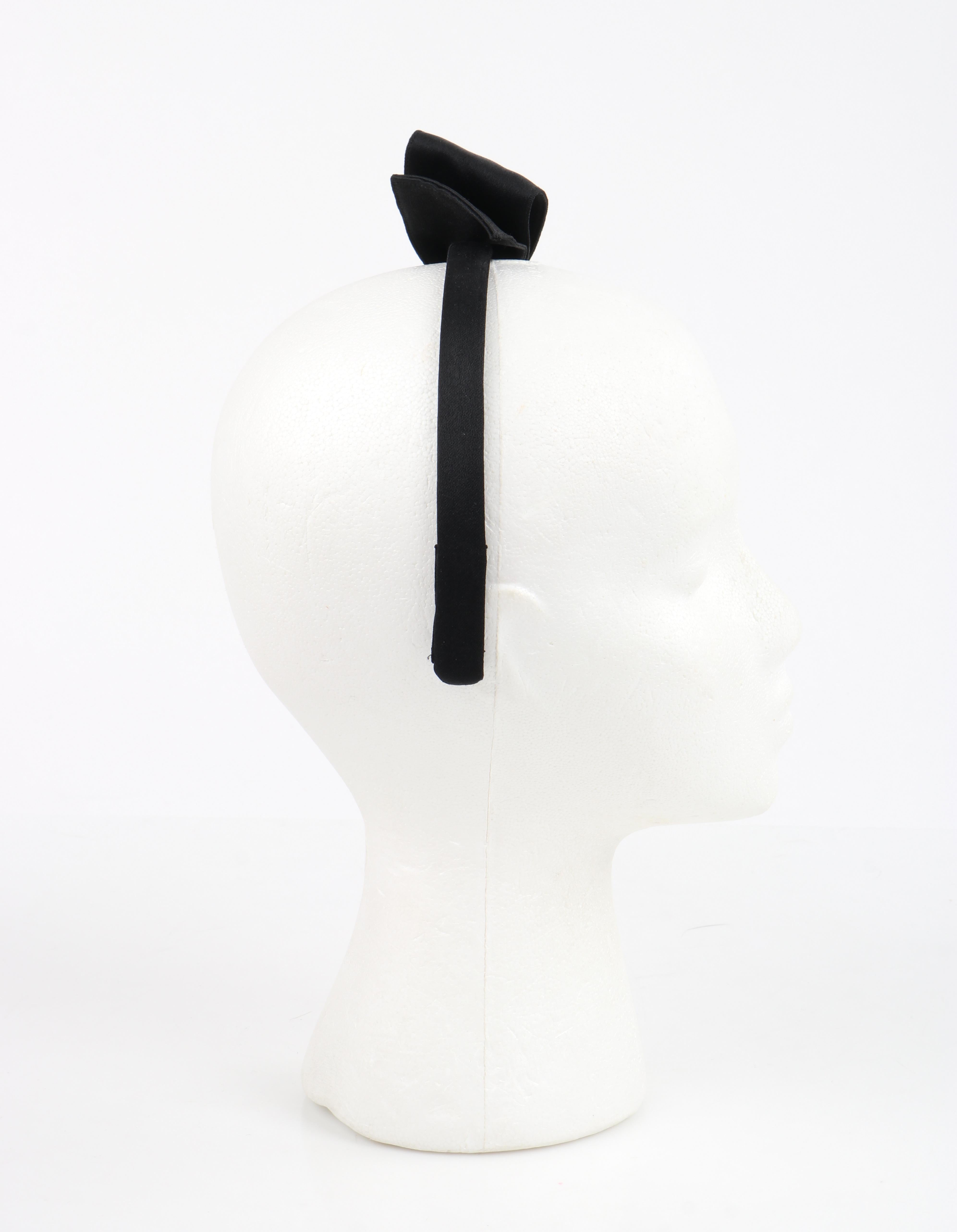 CHANEL F/W 2006 Black Satin Large Asymmetrical Classic Bow Headband Headpiece 2