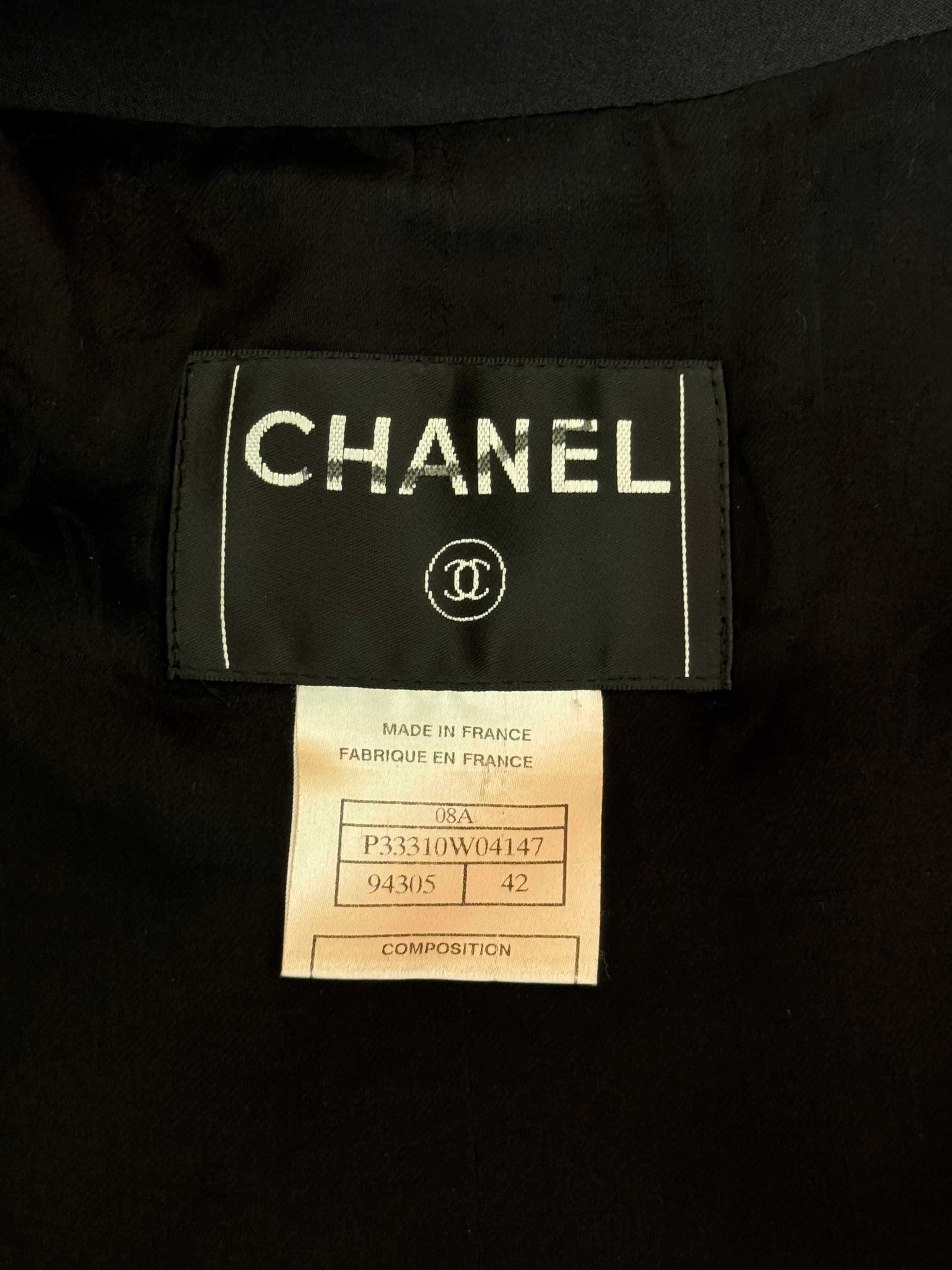 Noir Chanel F/W 2008 veste noire logo boutons couronne en vente