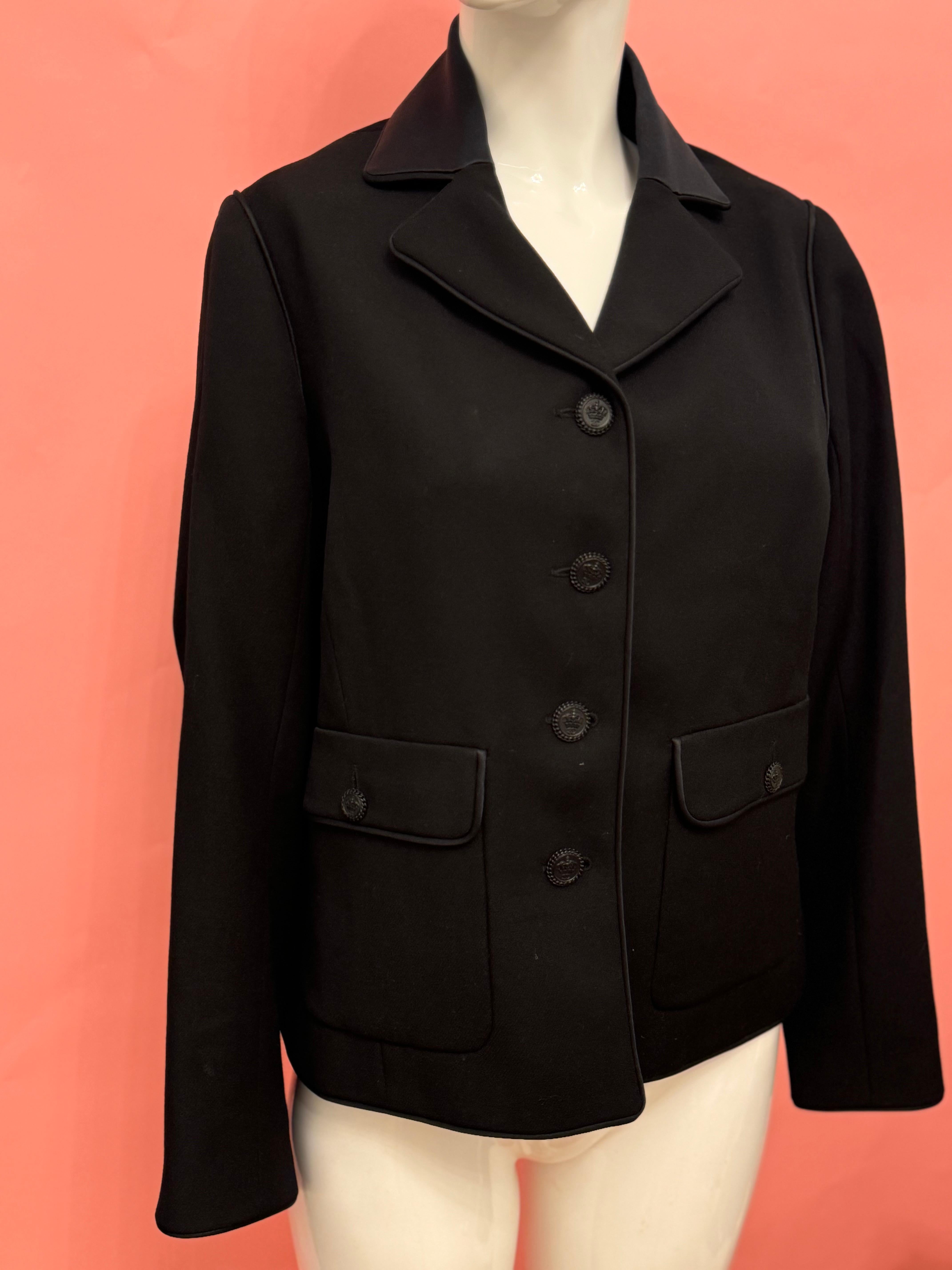 Chanel F/W 2008 veste noire logo boutons couronne Unisexe en vente