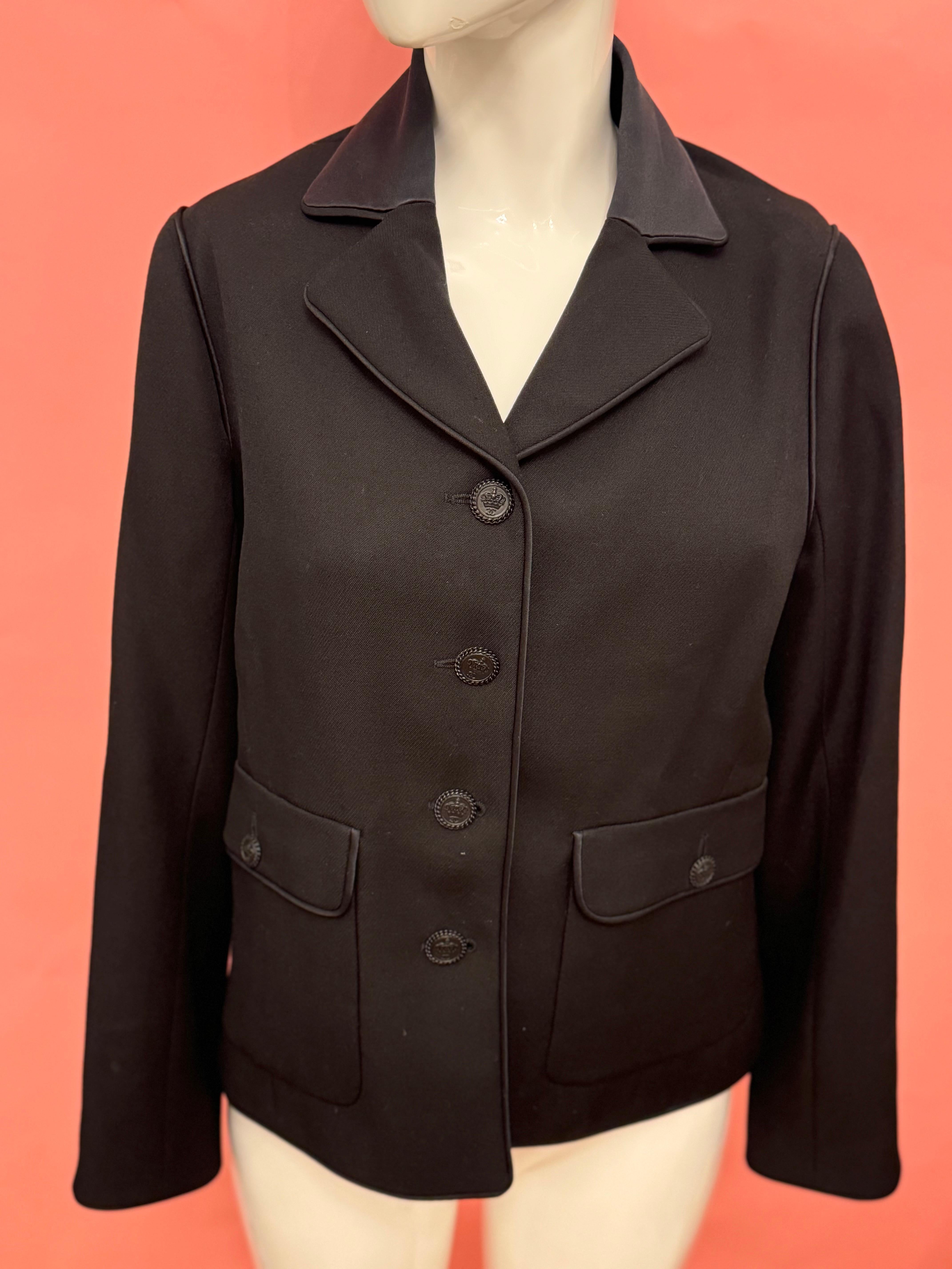 Chanel F/W 2008 veste noire logo boutons couronne en vente 1