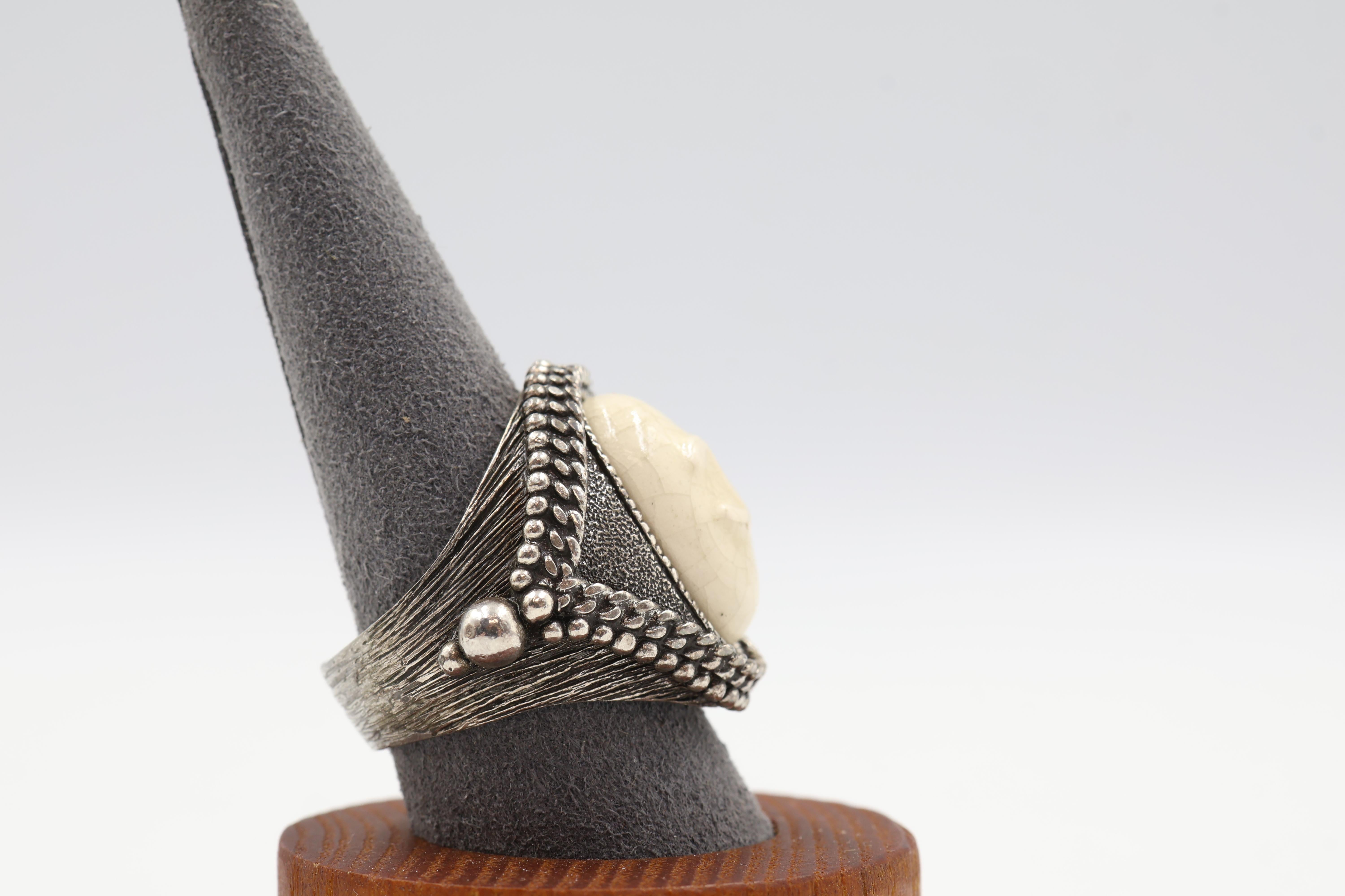 Chanel F/W 2008 Cocktailring aus Sterlingsilber und Keramik in limitierter Auflage im Angebot 2