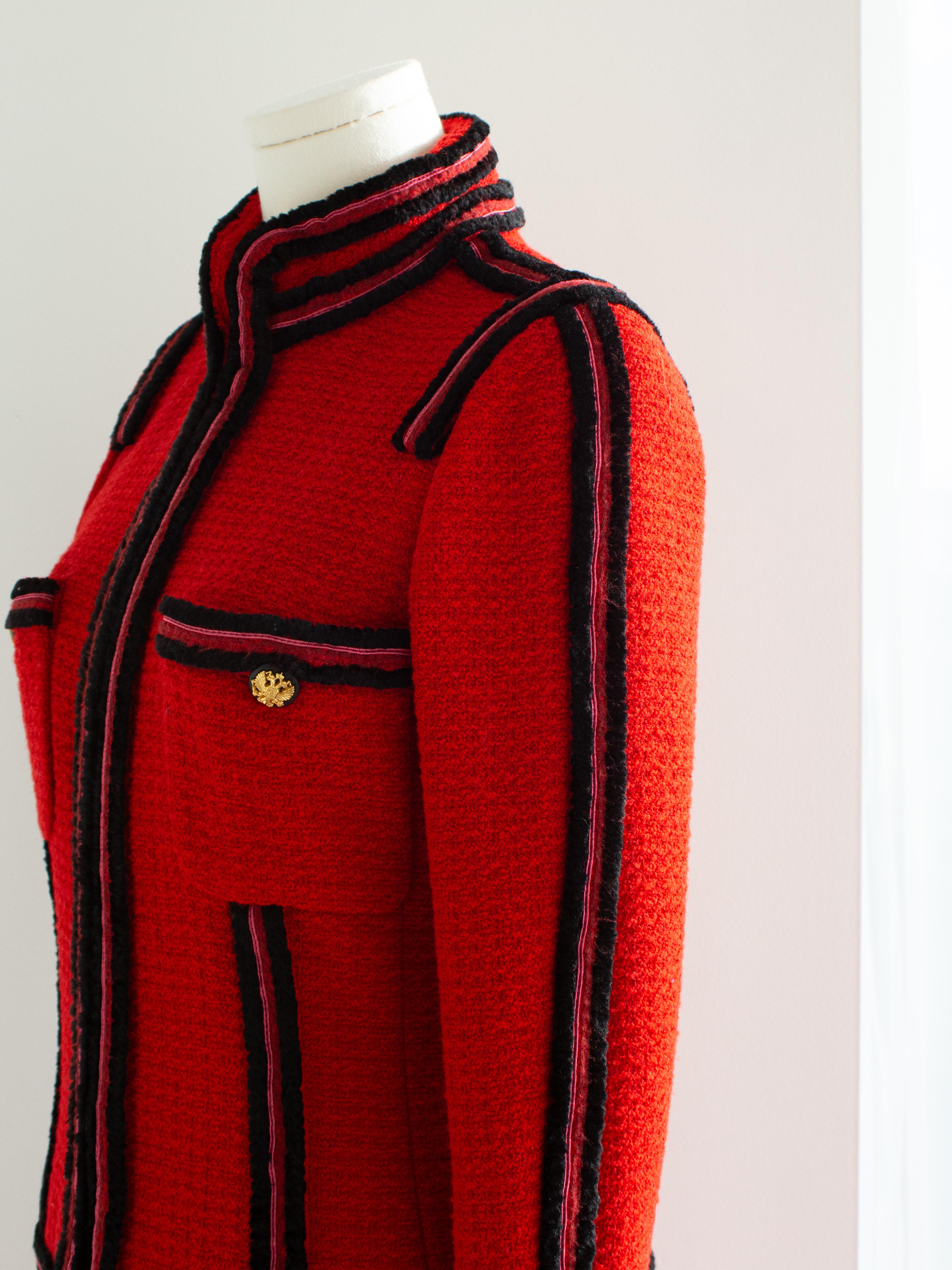 Chanel F/W 2009 Moscou Imperial Russian Eagle Red Black Tweed 09A Jacket Suit 6