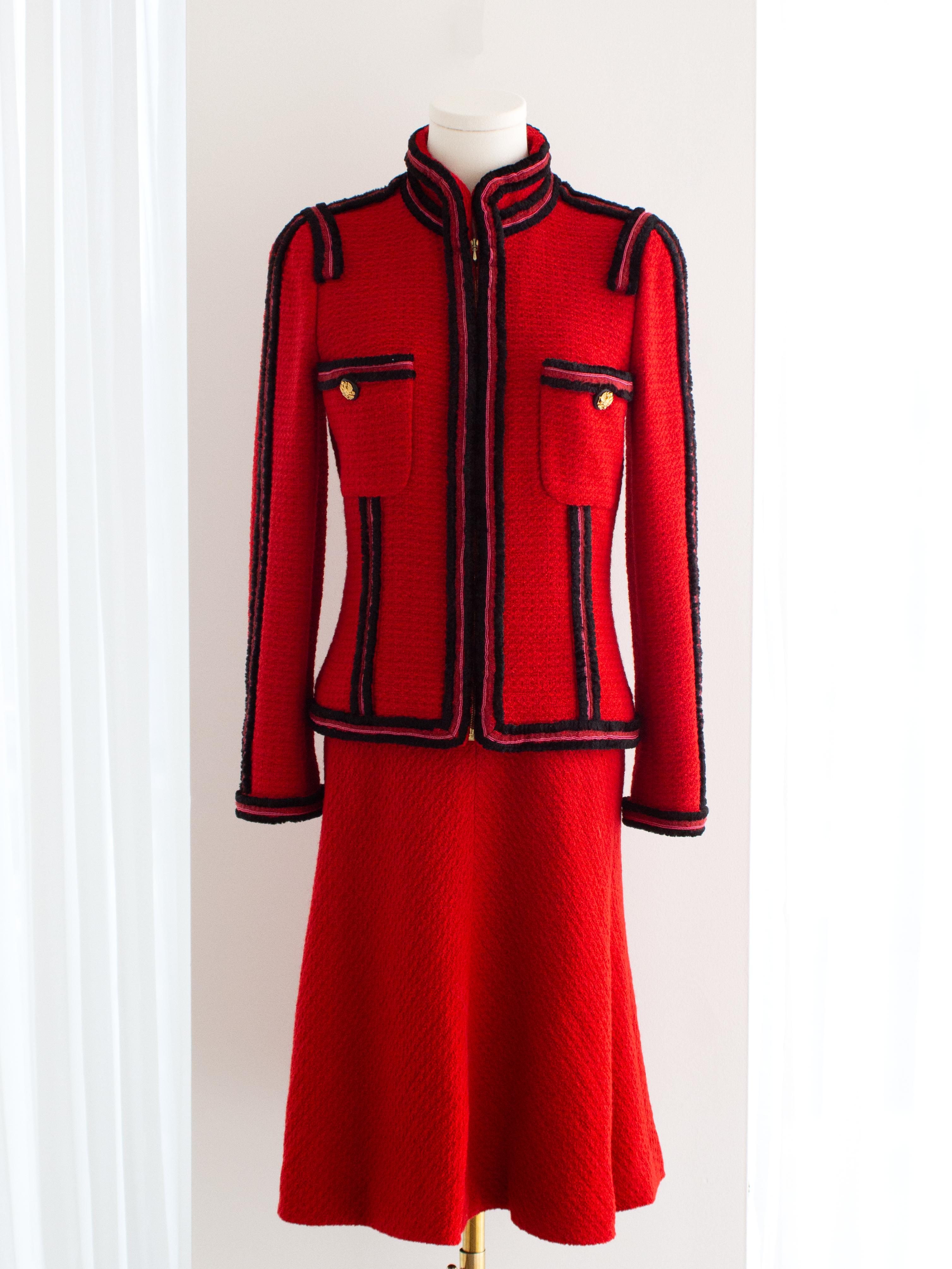 Chanel F/W 2009 Moscou Imperial Russian Eagle Red Black Tweed 09A Jacket Suit 1