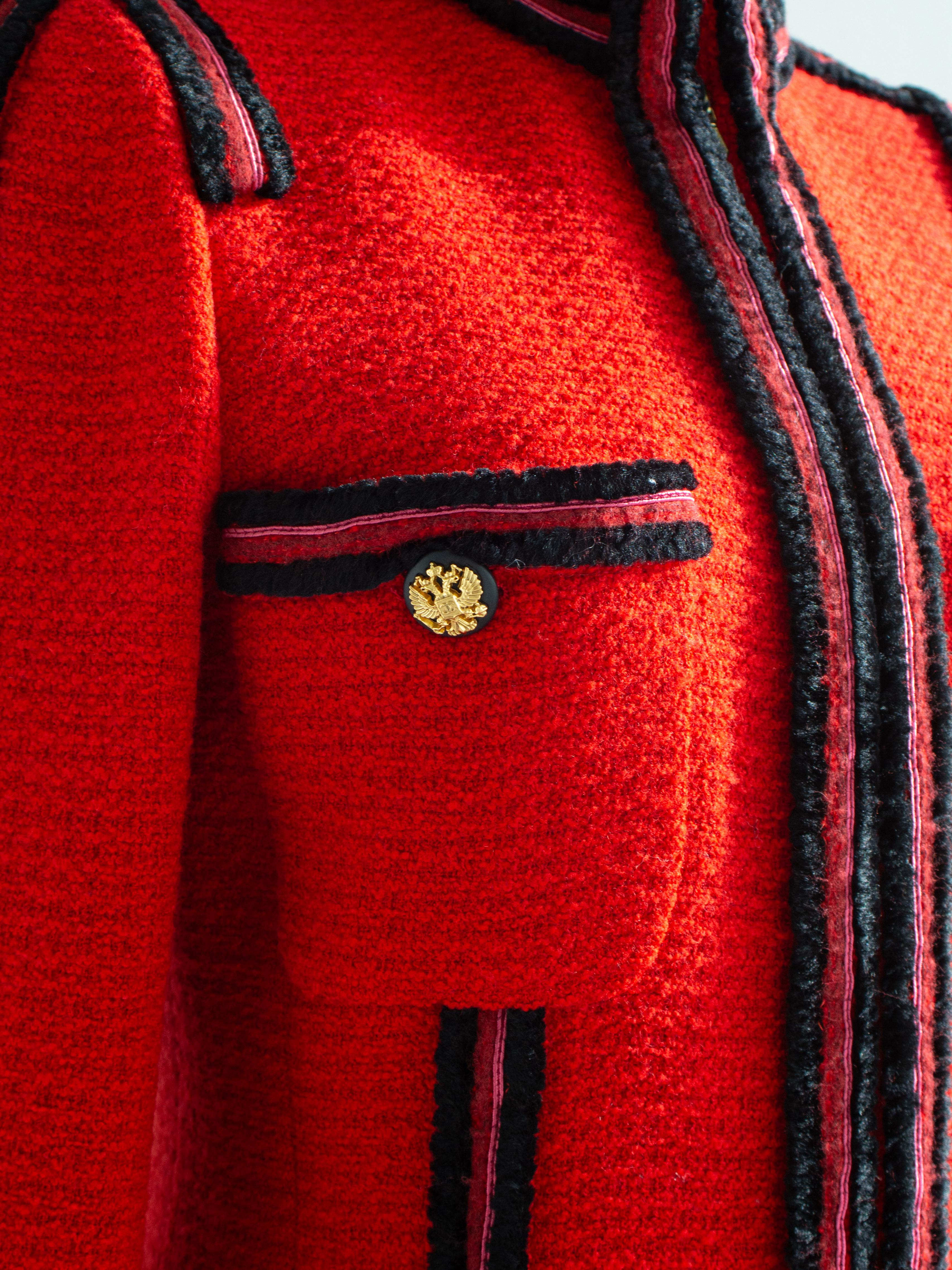 Chanel F/W 2009 Moscou Imperial Russian Eagle Red Black Tweed 09A Jacket Suit 4