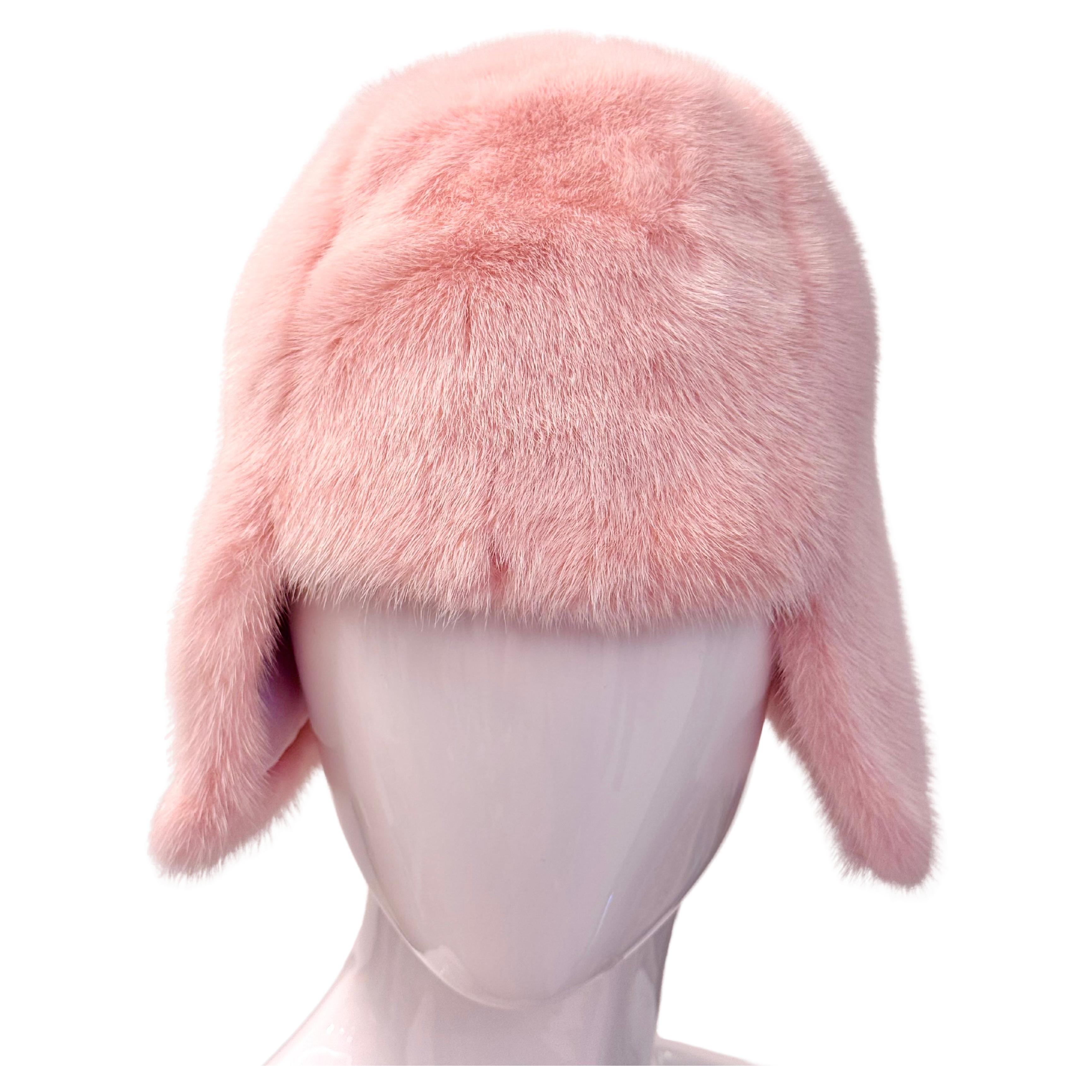 Chanel F/W 2013 rare runway pink powder mink helmet hat as seen on Lady Gaga