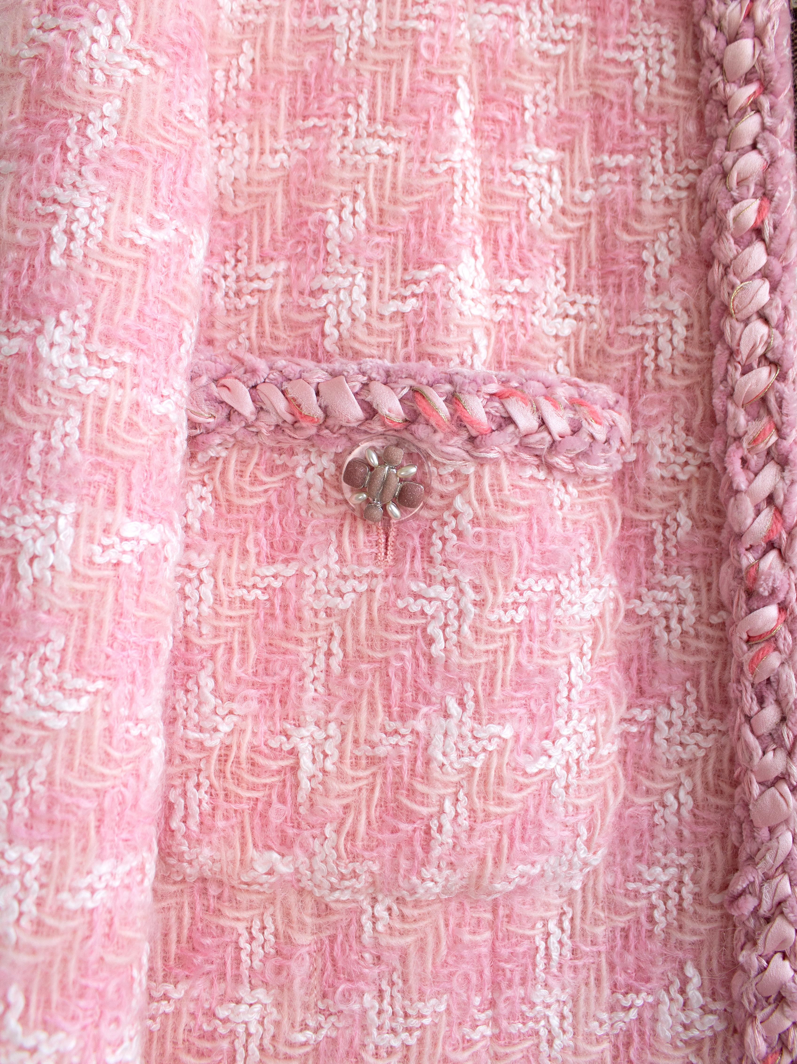 Chanel F/W 2014 Supermarket Barbie Pink White Plaid 14A Fantasy Tweed Jacket 3