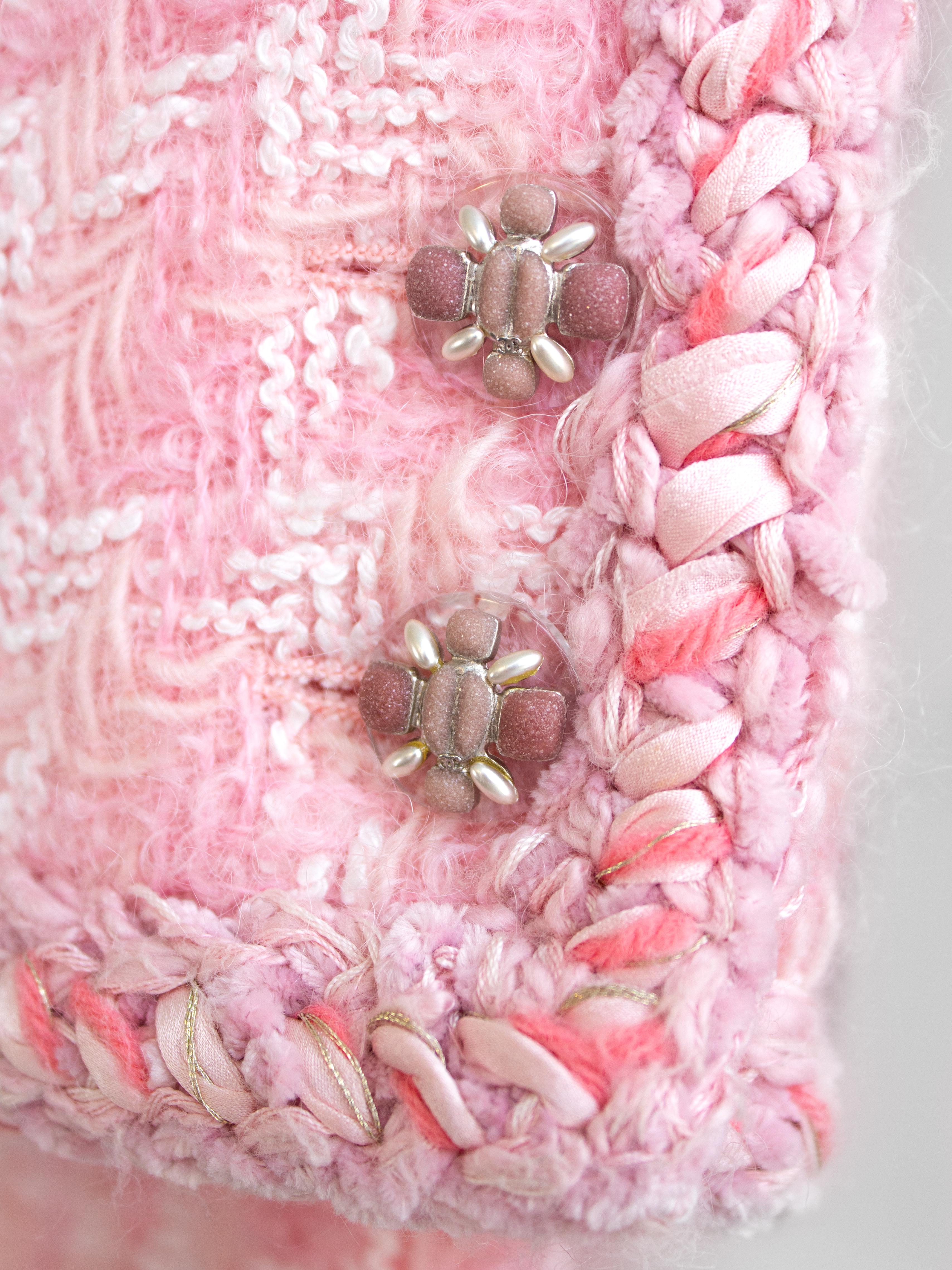 Chanel F/W 2014 Supermarket Barbie Pink White Plaid 14A Fantasy Tweed Jacket 6