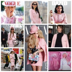 Chanel A/I 2014 Supermarket Barbie Rosa Bianco Plaid 14A Giacca Fantasy Tweed